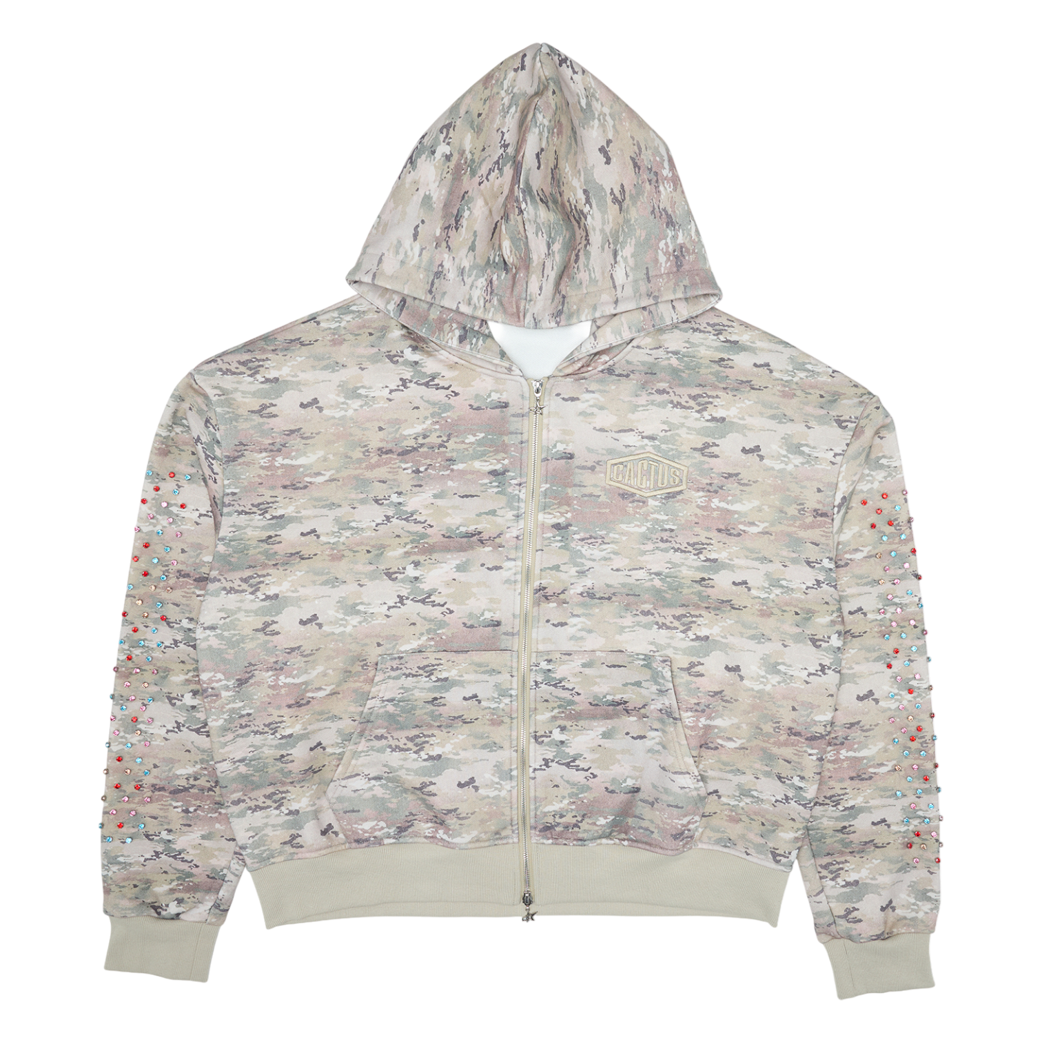 CRYSTAL CACTUS ZIP HOODIE - CAMO