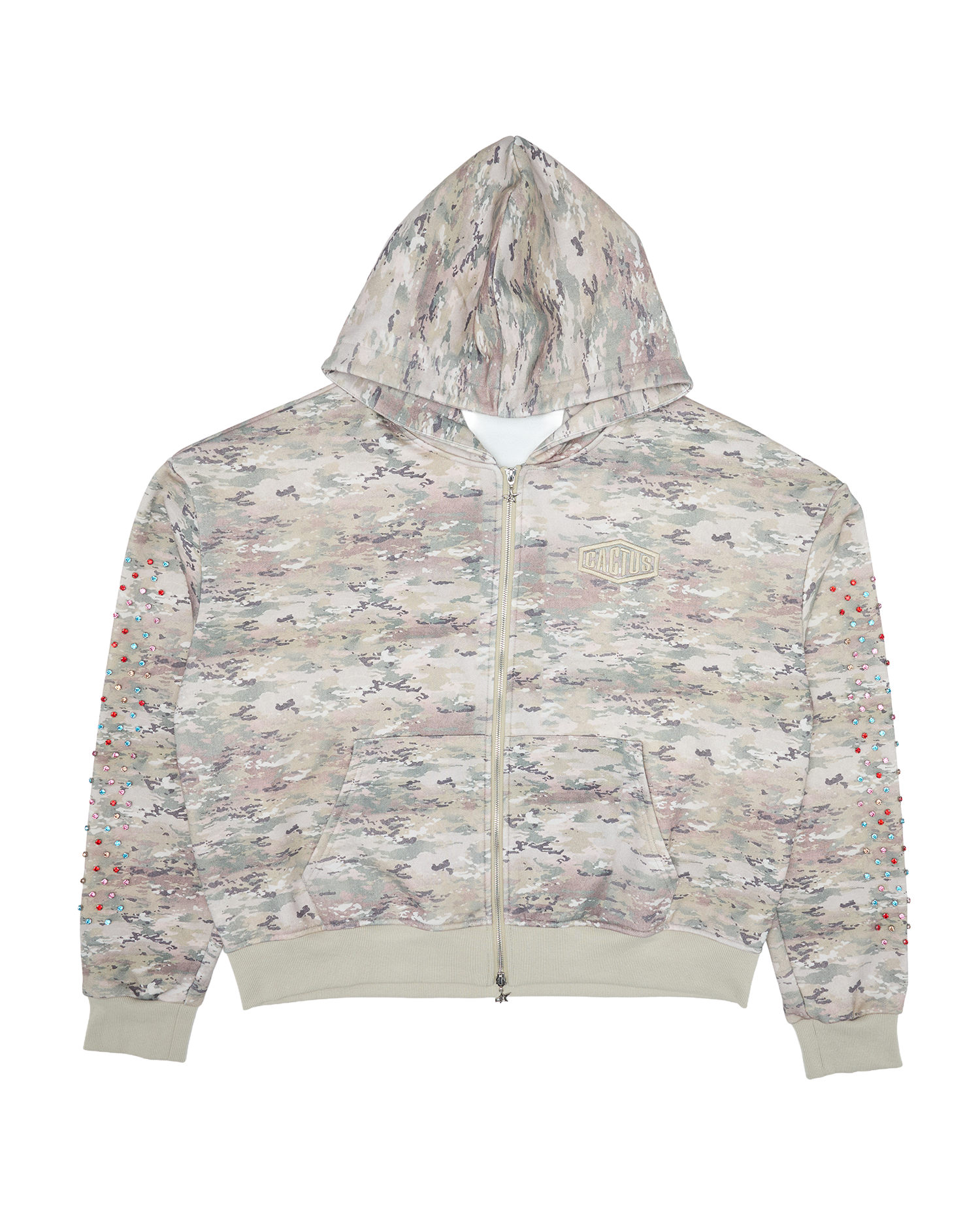 CRYSTAL CACTUS ZIP HOODIE - CAMO