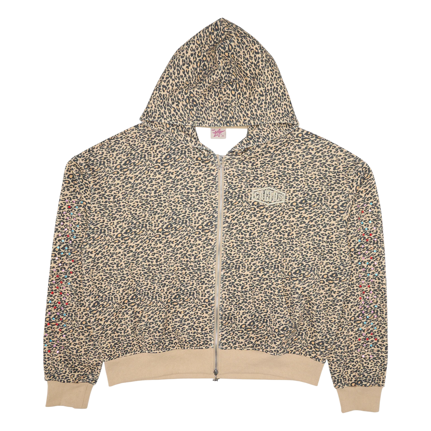 Crystal Cactus Zip Hoodie - Leopard