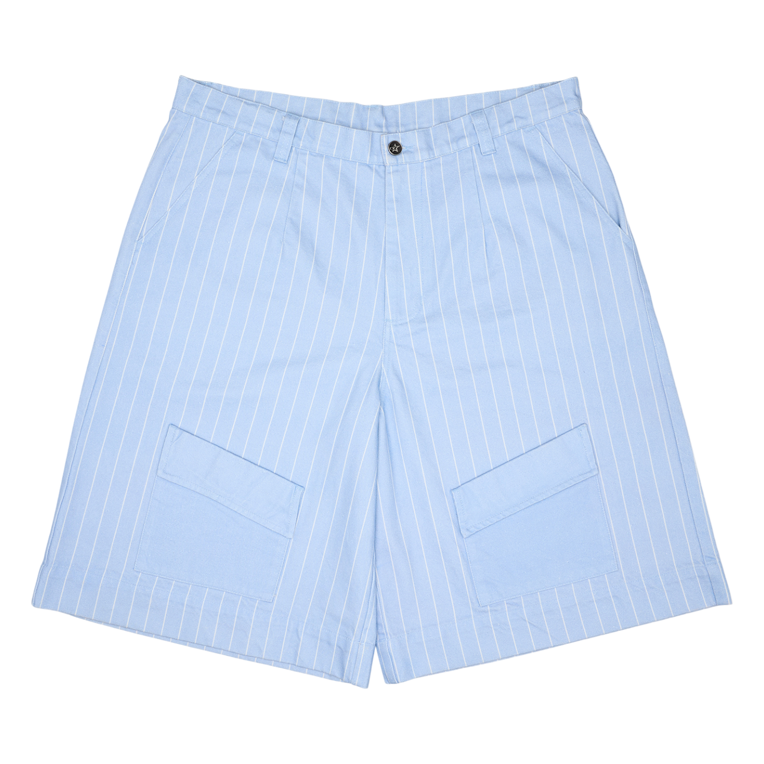 Pleated Cargo Pinstripe Shorts