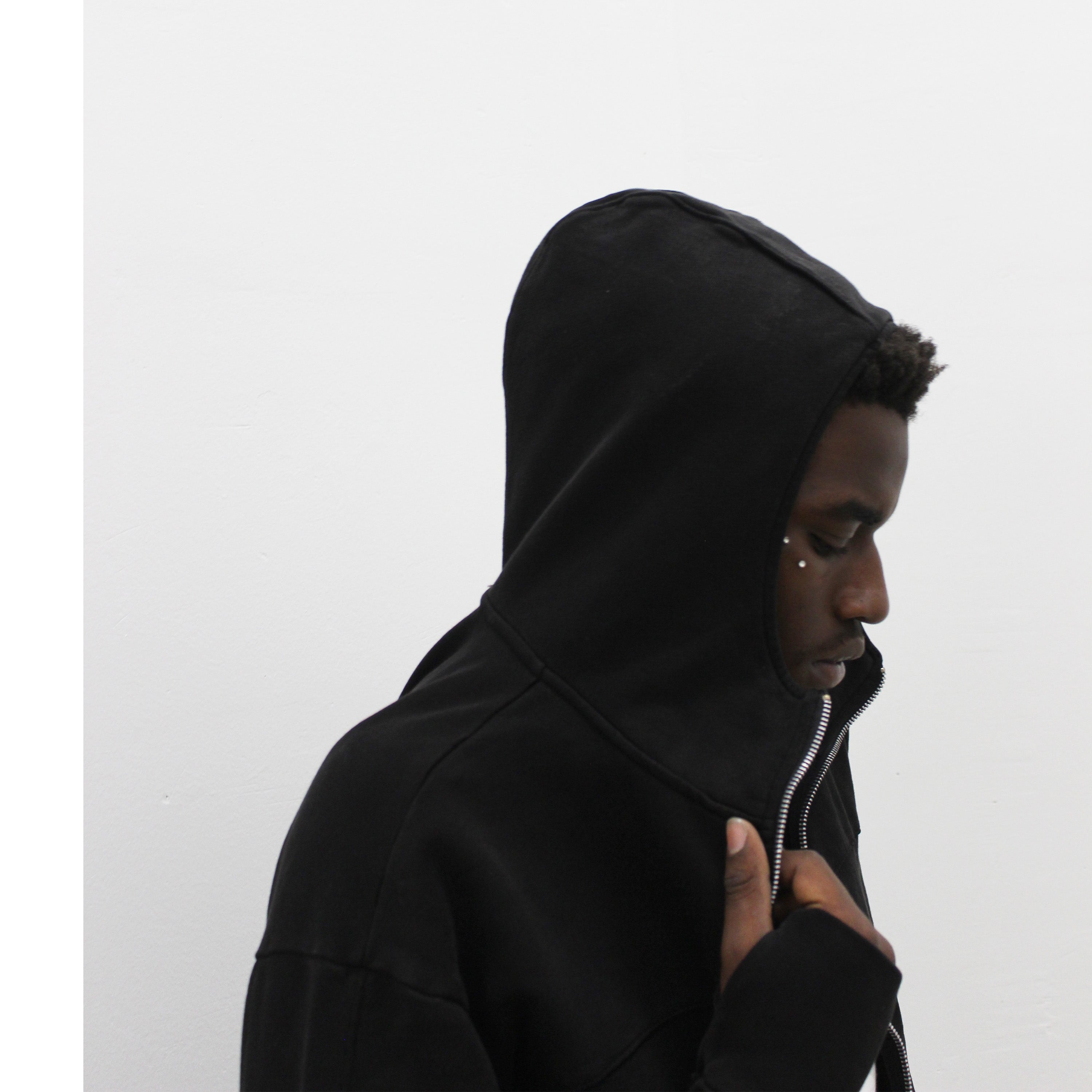 Black Zip Up Hood e