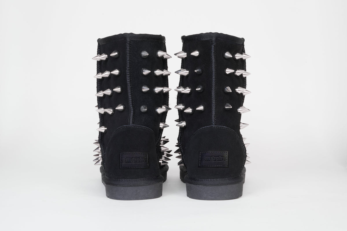 prngrphy Studded Suede Boot XL - ULTRA BLACK