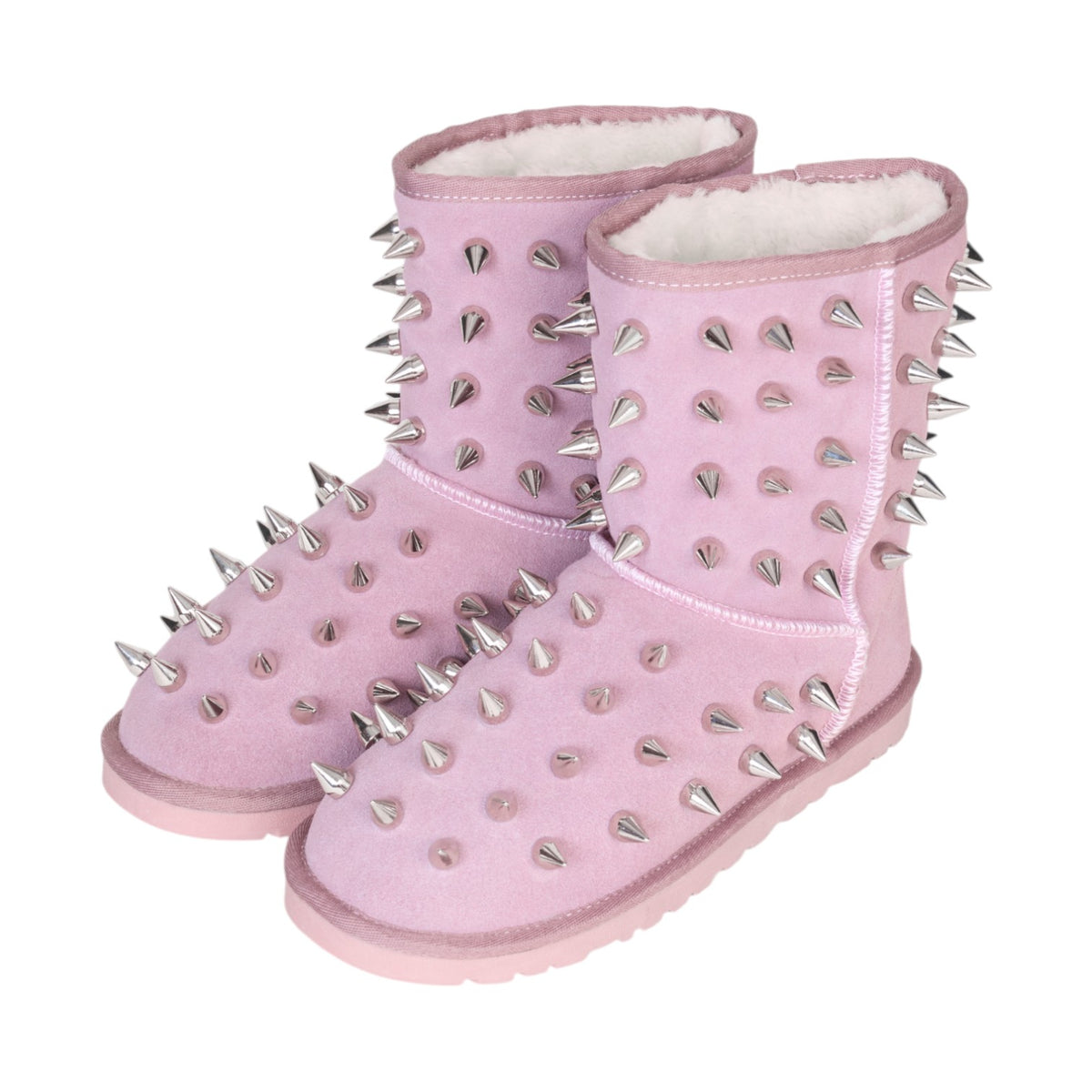 prngrphy Studded Suede Boot XL - GHOST PINK
