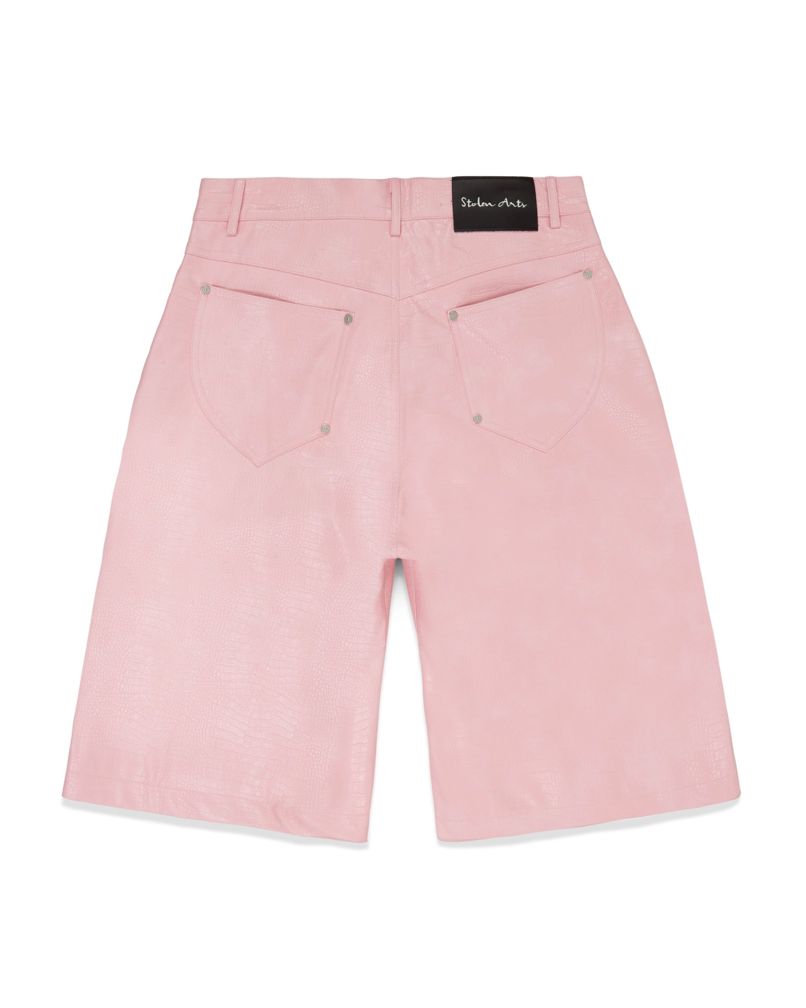 Pink Croc Leather Shorts