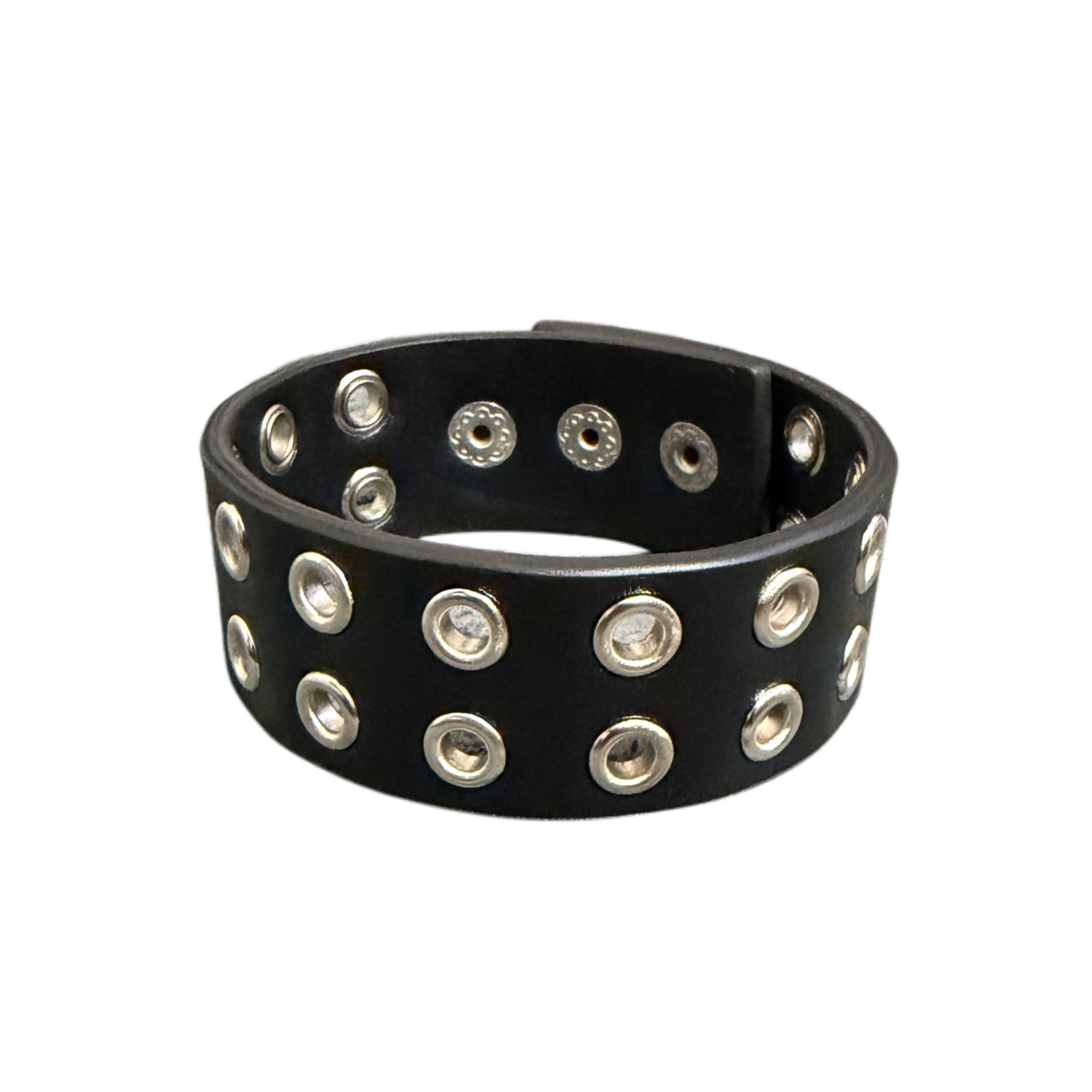 LEATHER GROMMET BRACELET (BLACK)