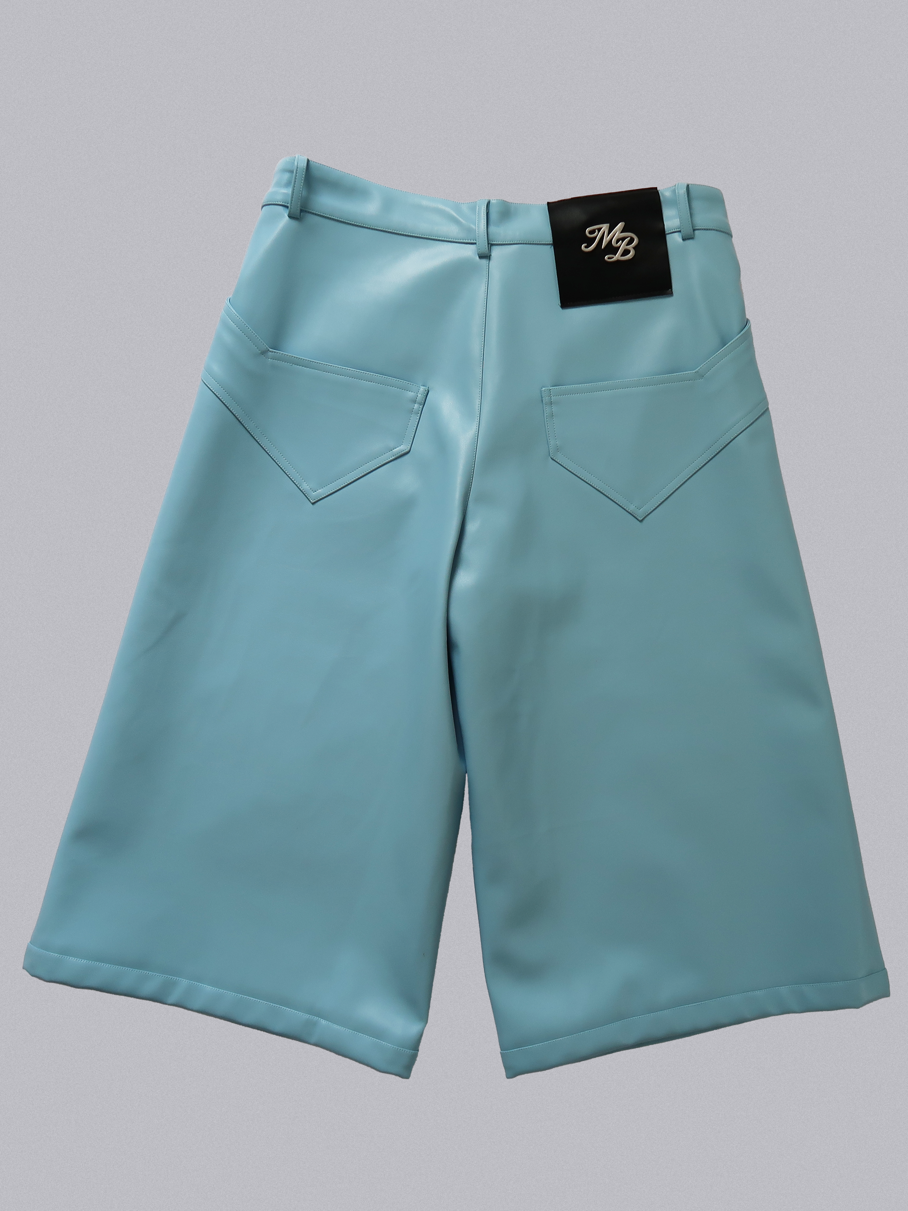 BLUE LEATHER SHORTS