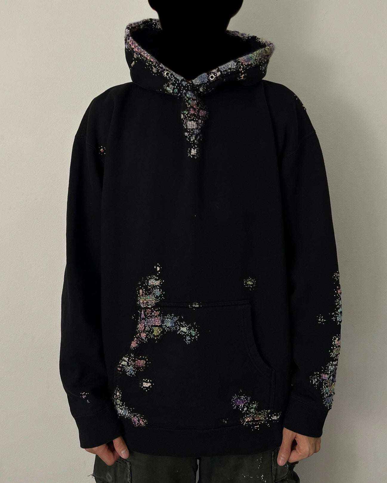 """Embroidered Black Hoodie