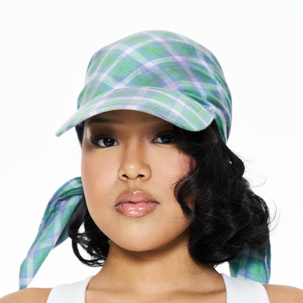 Hikage Tie Hat (BLUE PLAID)