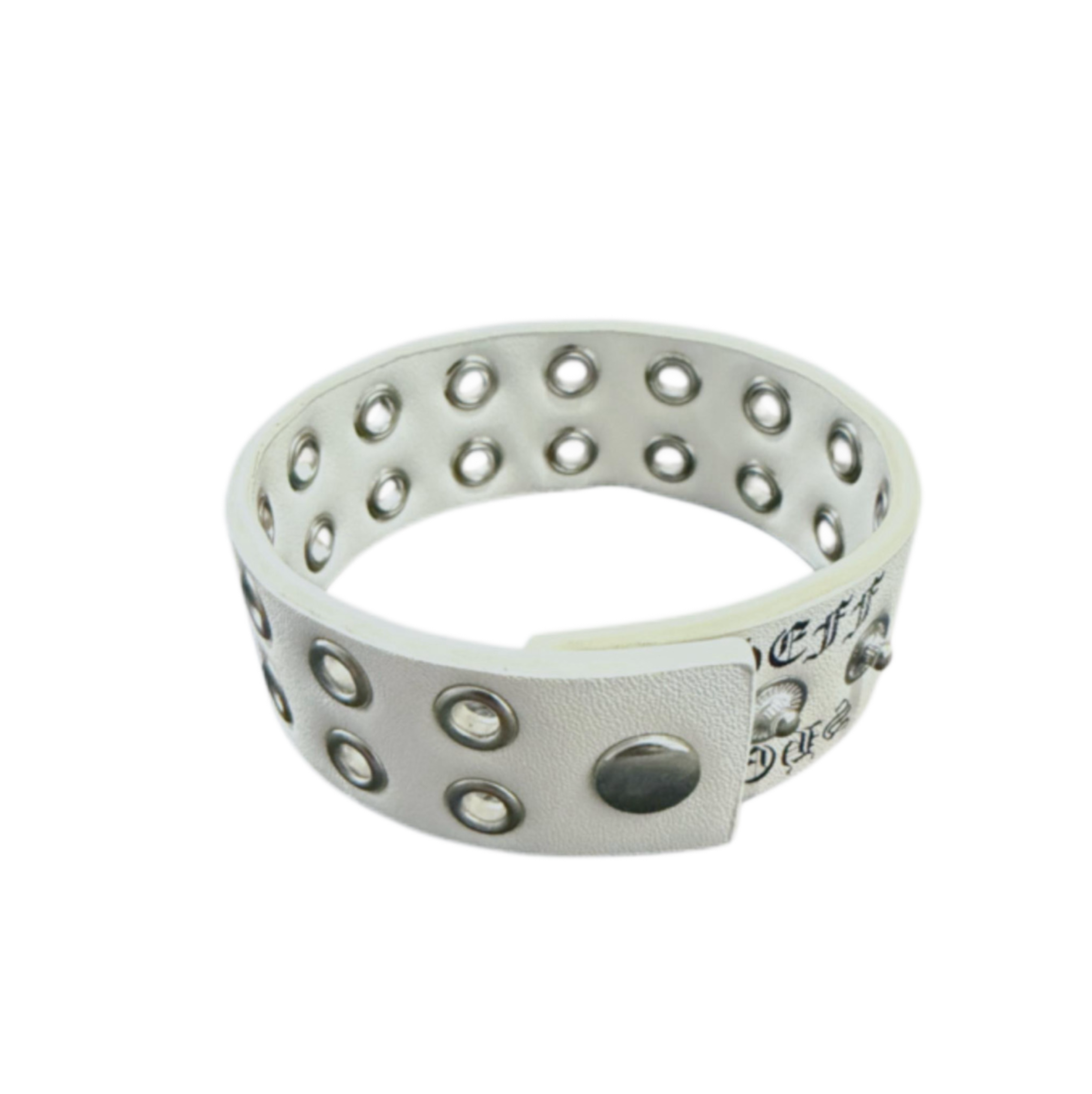 LEATHER GROMMET BRACELET (WHITE)