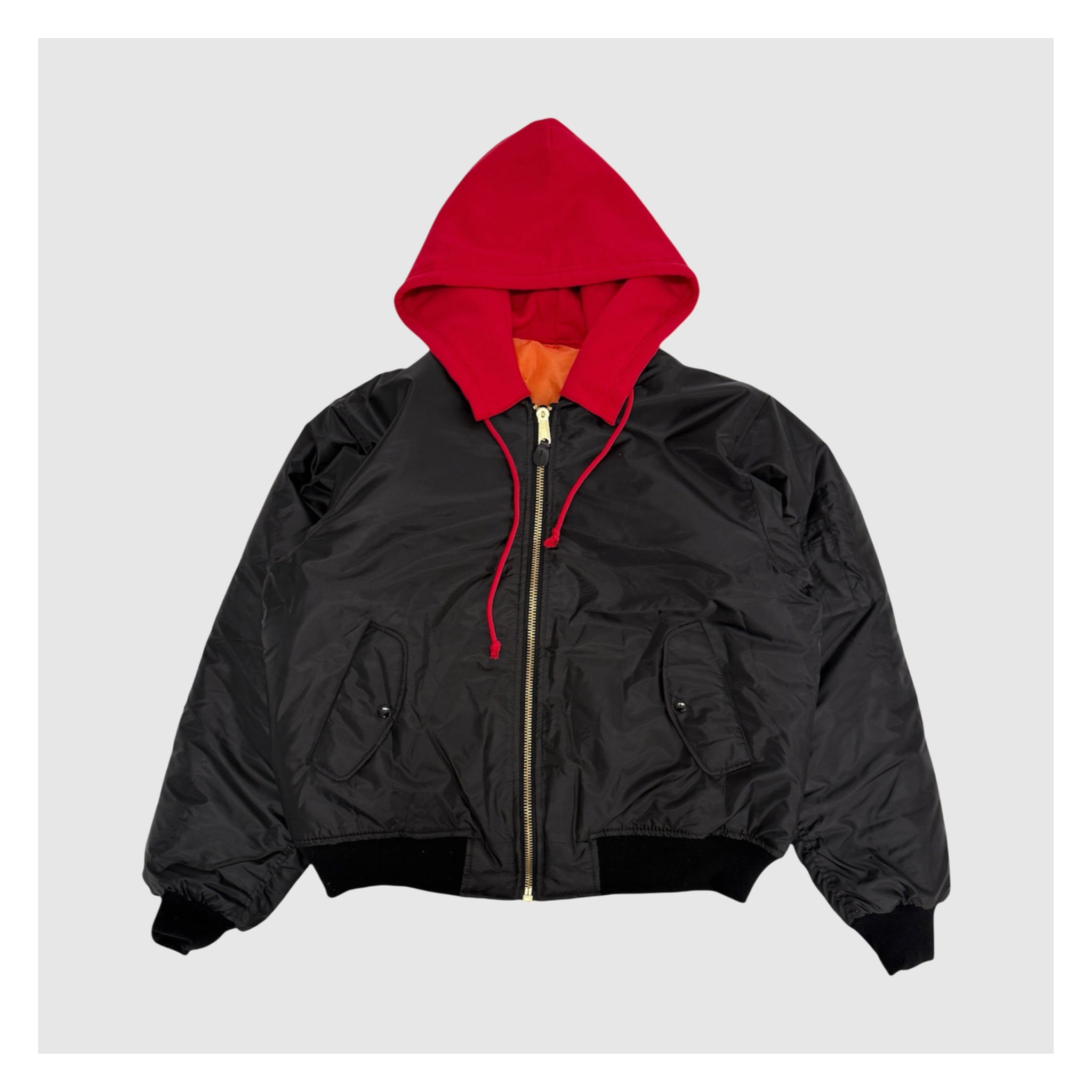 HOODED BOMBER JACKET (RED HOOD)