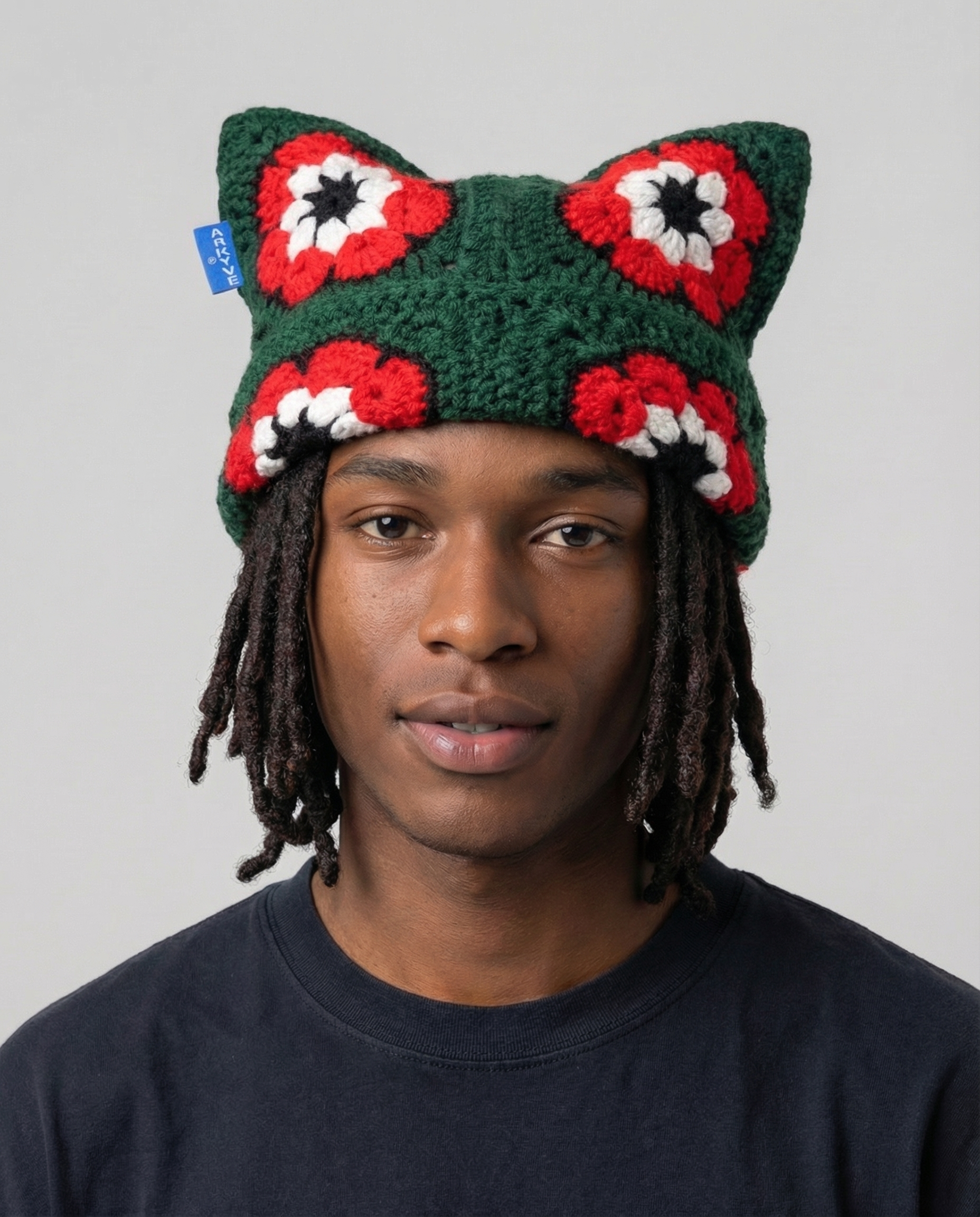 Holly Bloom Crochet Cat Hat