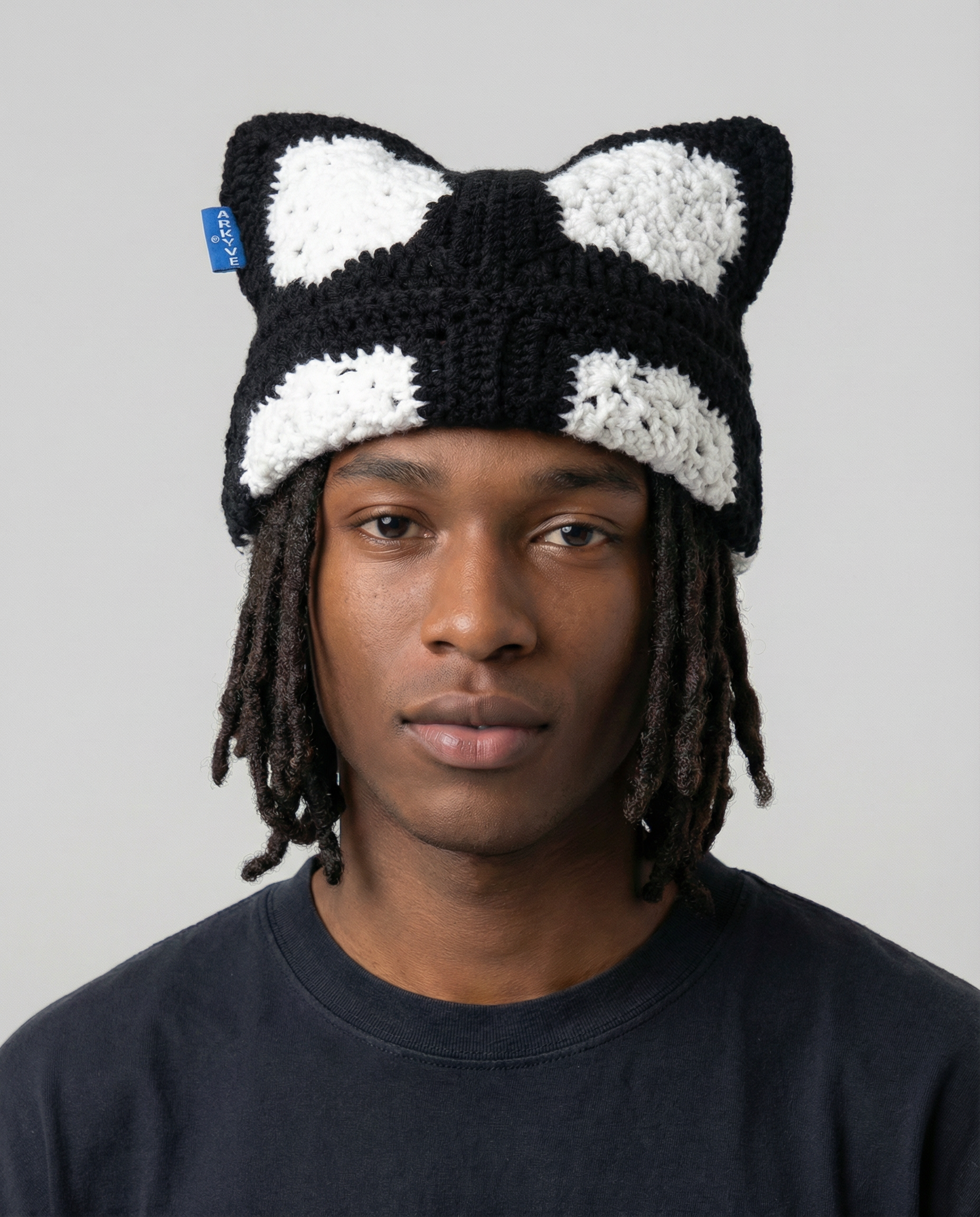 Black Snowflake Crochet Cat Hat