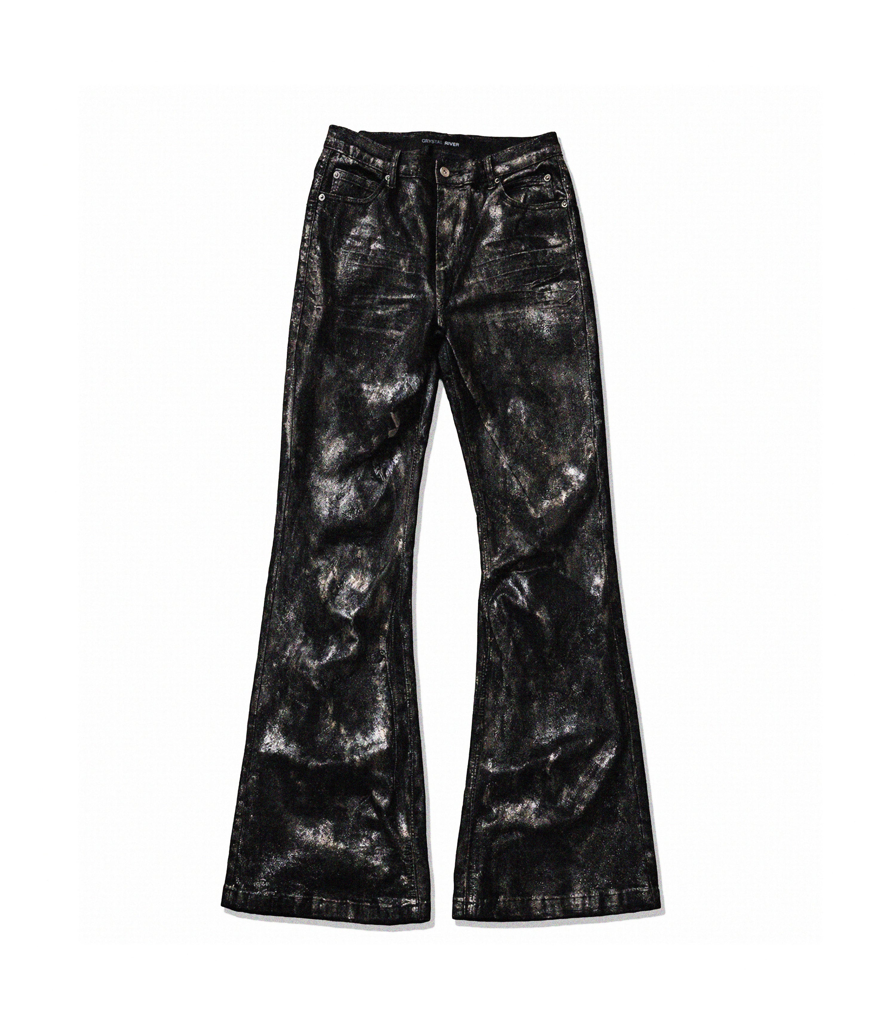 METTALIC COATED FLARE DENIM