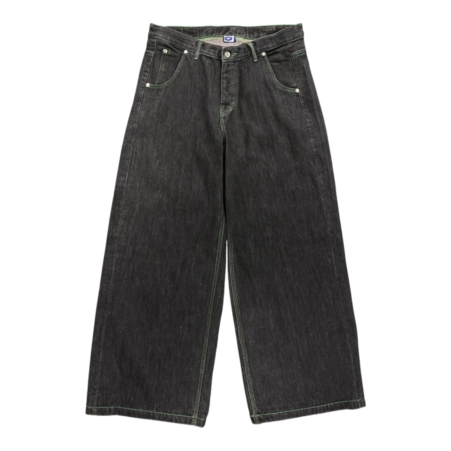 WIDE LEG SELVEDGE, DARK INDIGO/GREEN STITCH