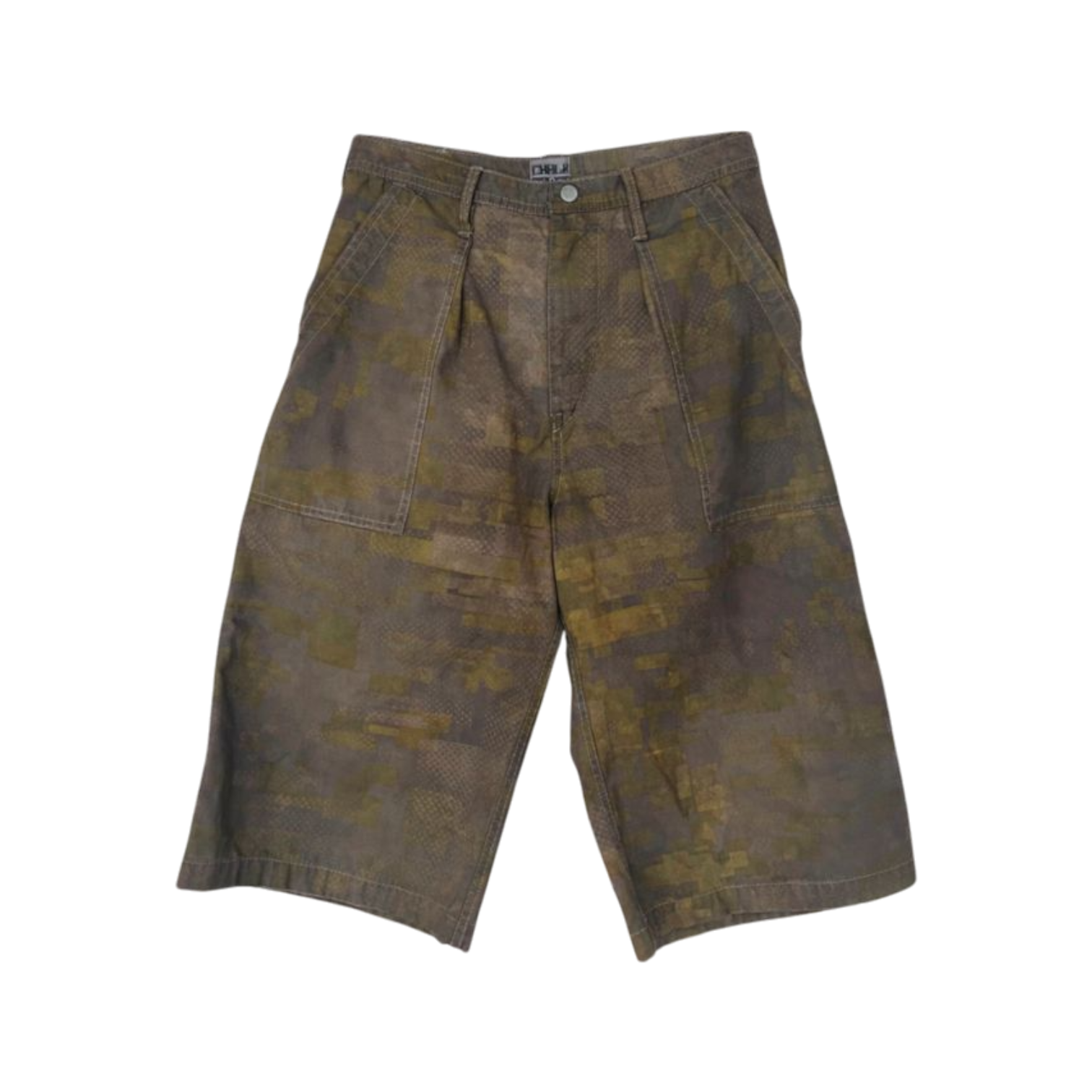 Long Shorts - Black Tea + Rust Dyed 2 Layer Digi-Camo Cotton Ripstop