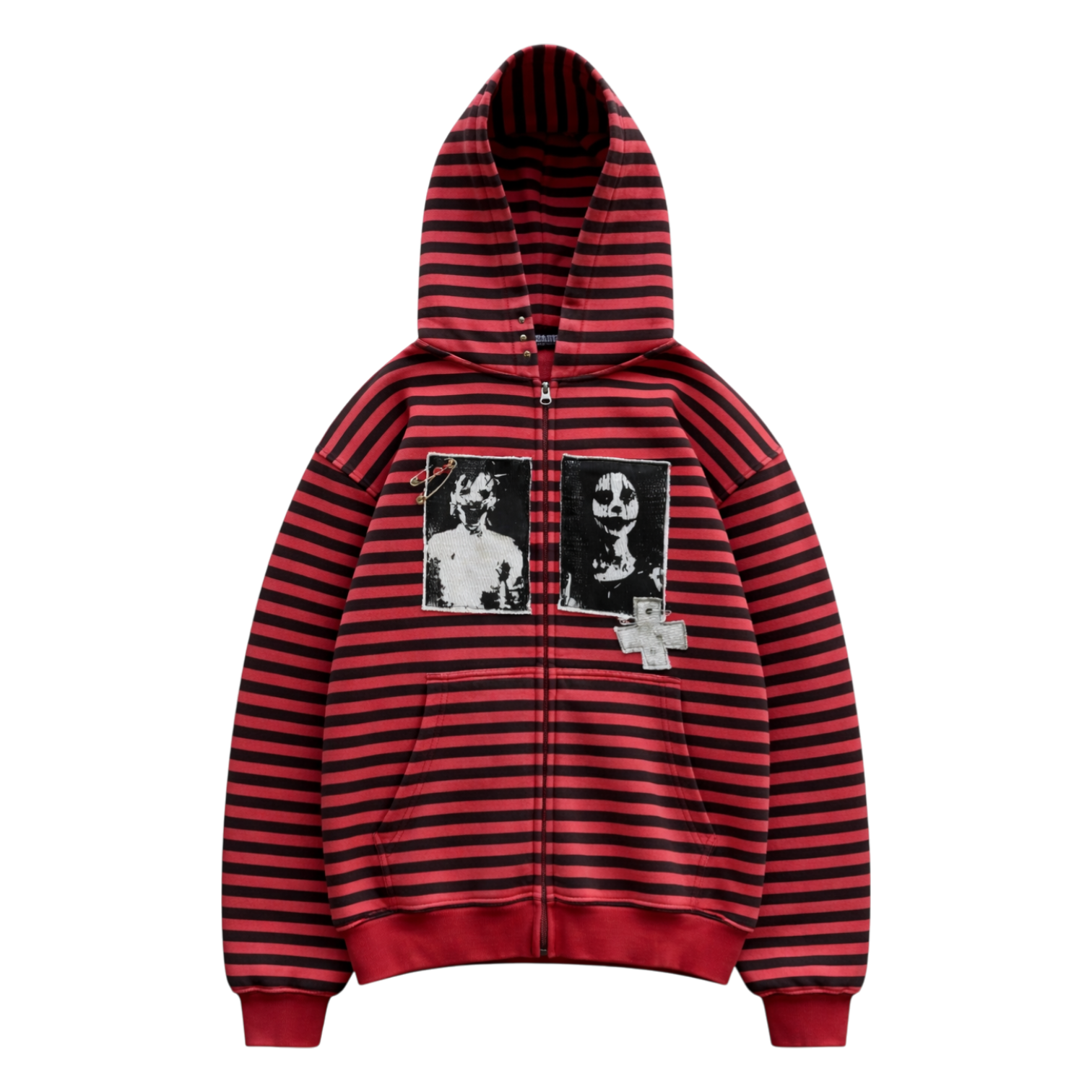 Jane Doe Stripe Hoodie (Red)