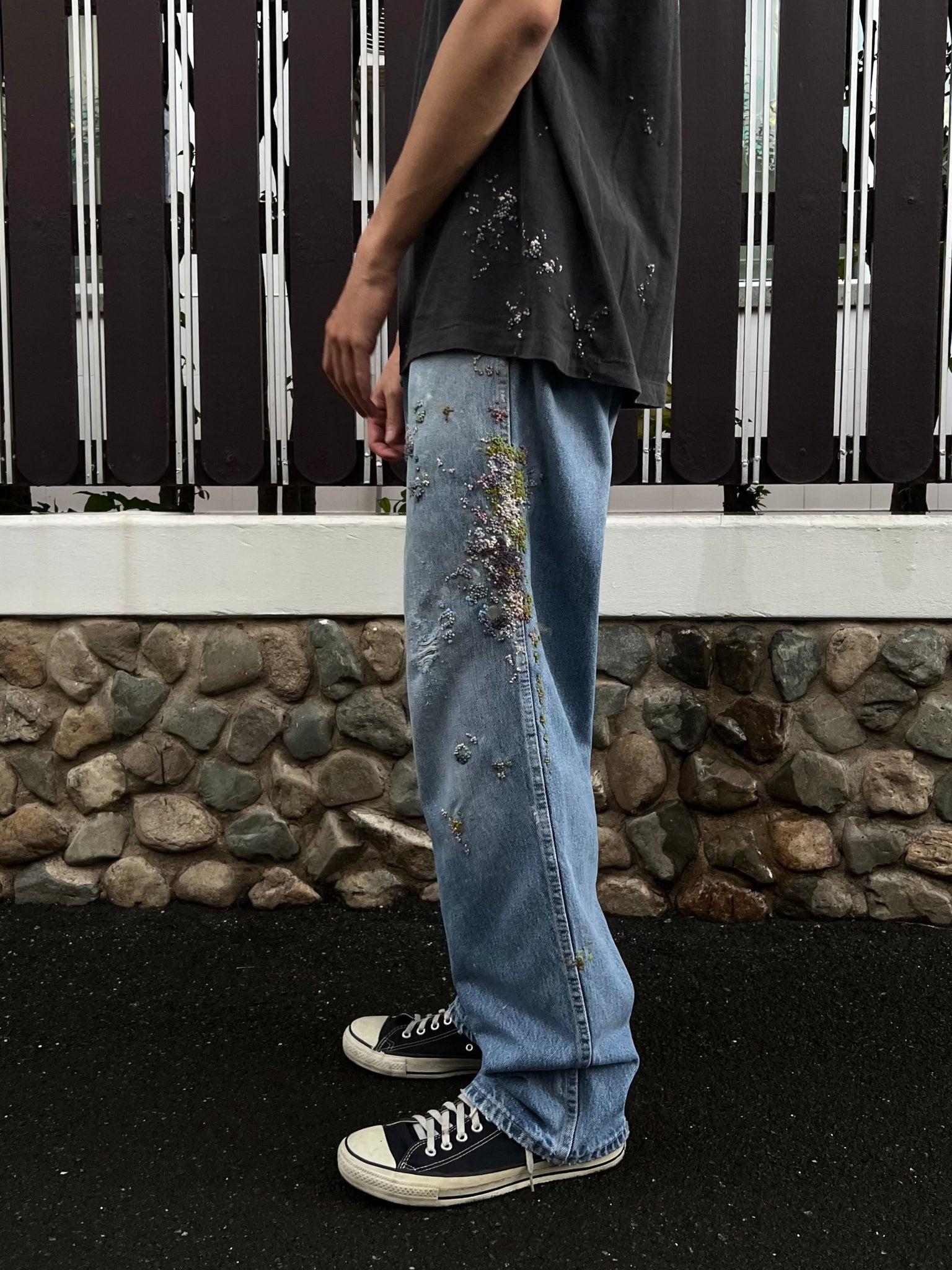 " Embroidered Dot work pants