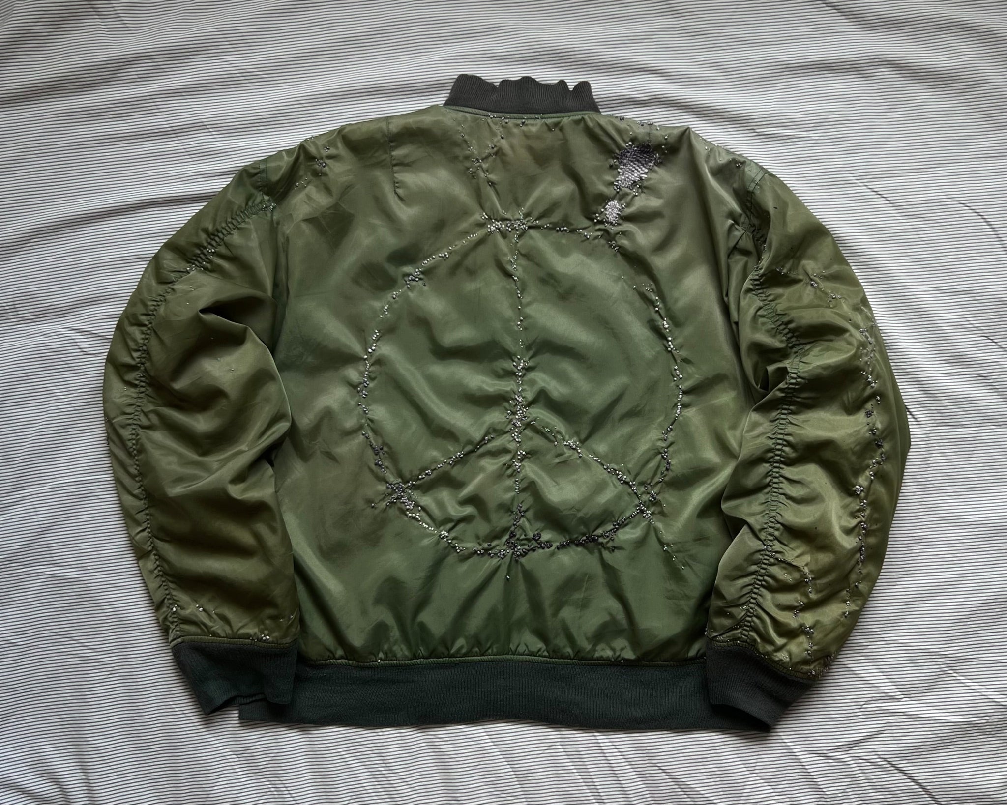 "Embroidered "Dot" Sun Faded Flight Jacket