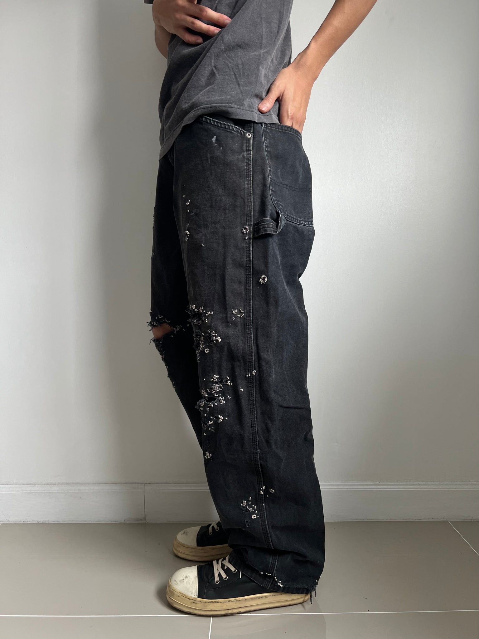 """Embroidered' Dot work pants
