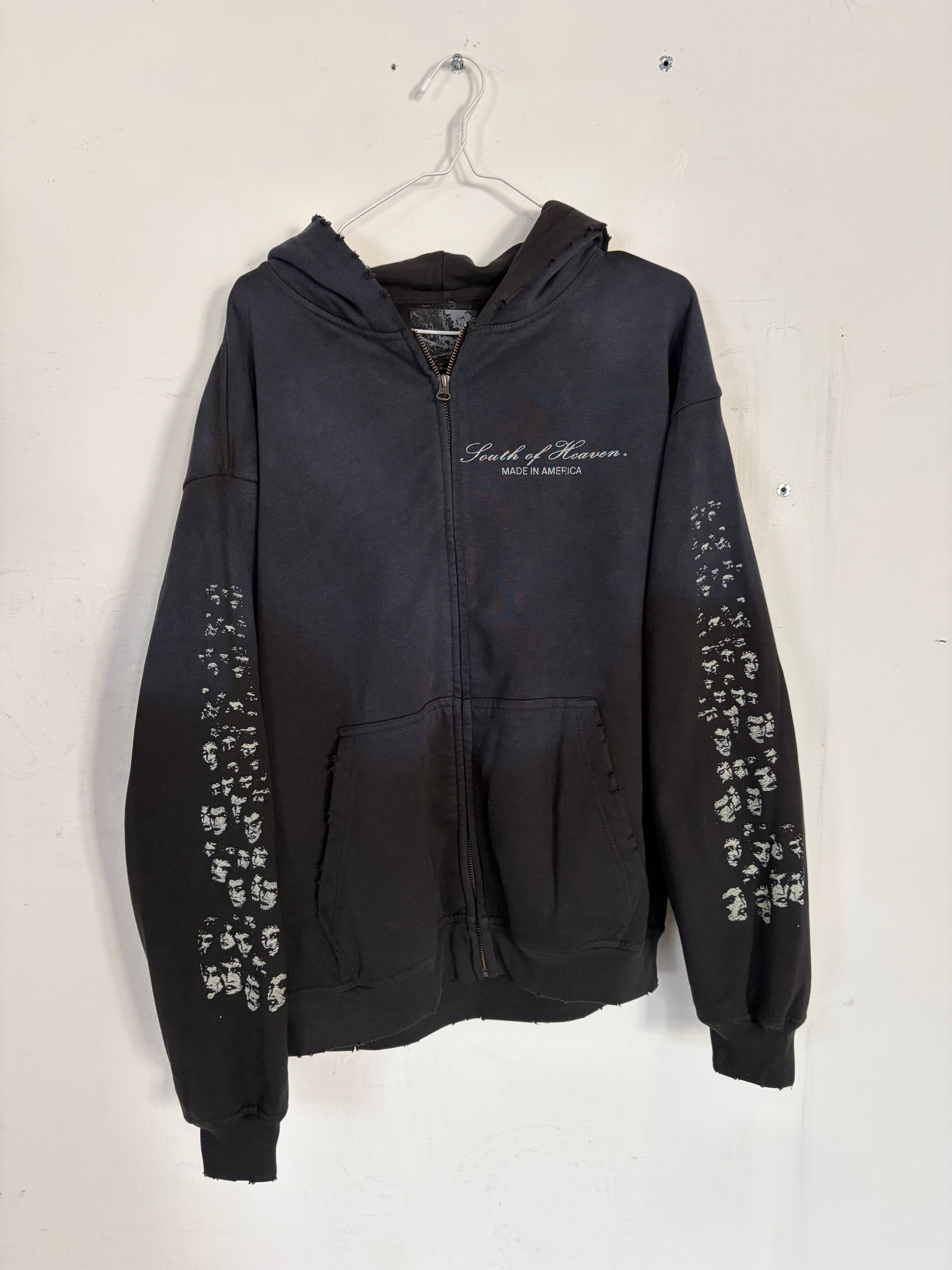 ECHOES - Distressed Zip-Up Hoodie