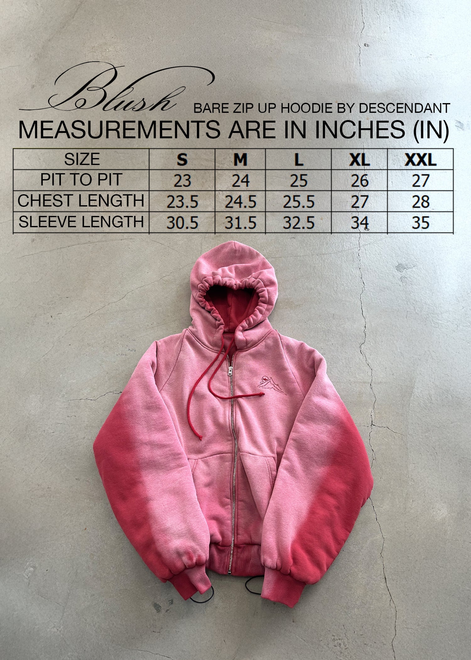 "BLUSH" BARE ZIP UP HOODIE