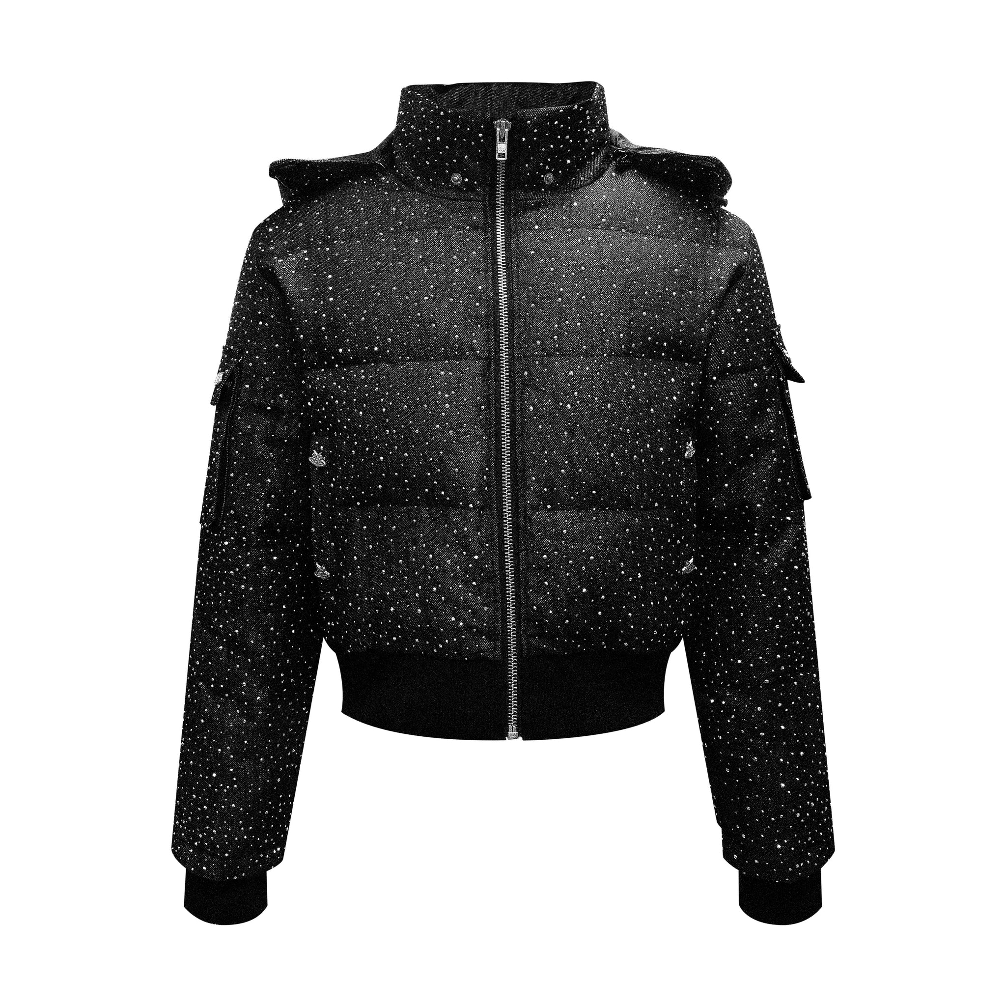 "DRKCRYSTL" DENIM PUFFER