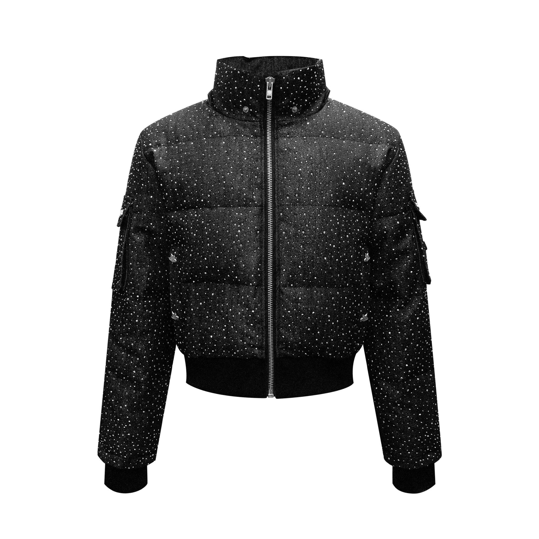 "DRKCRYSTL" DENIM PUFFER