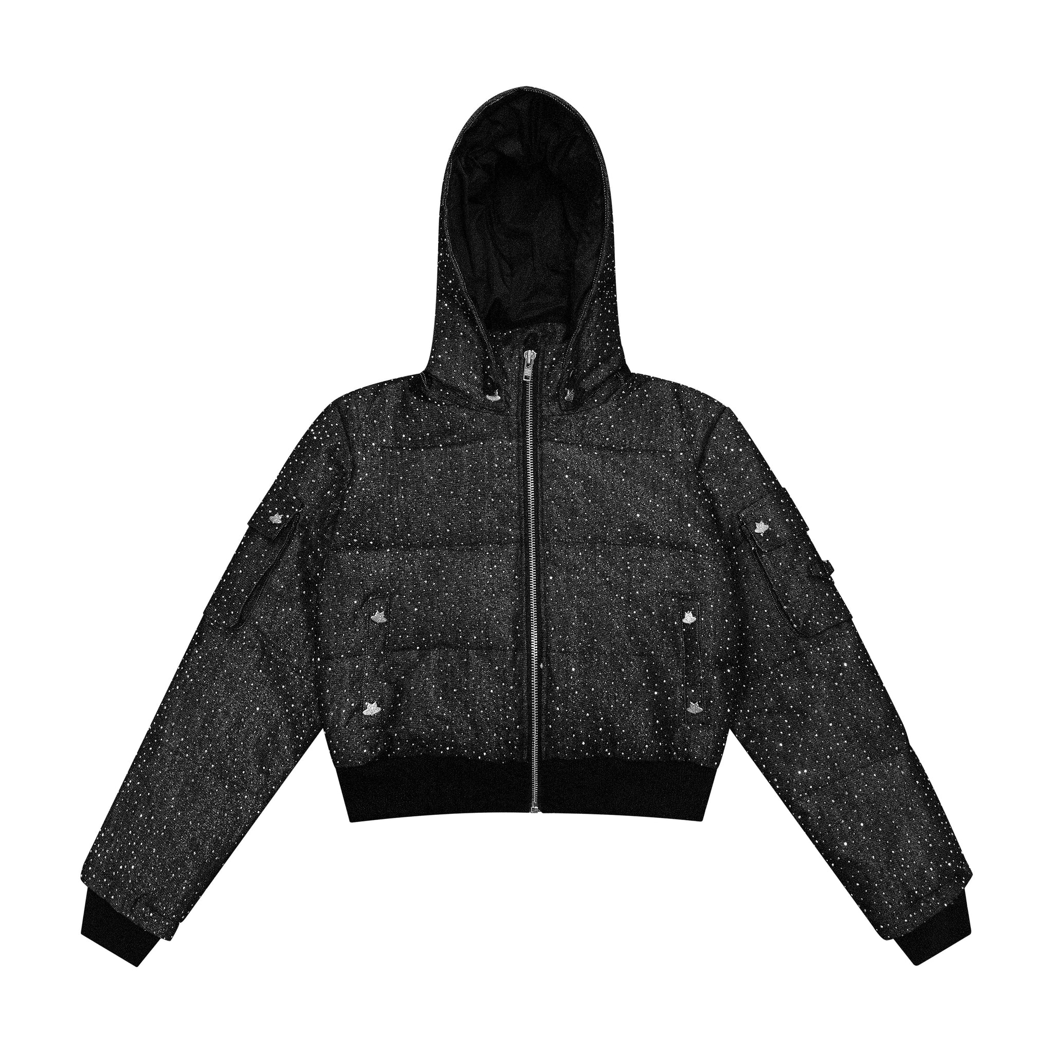 "DRKCRYSTL" DENIM PUFFER