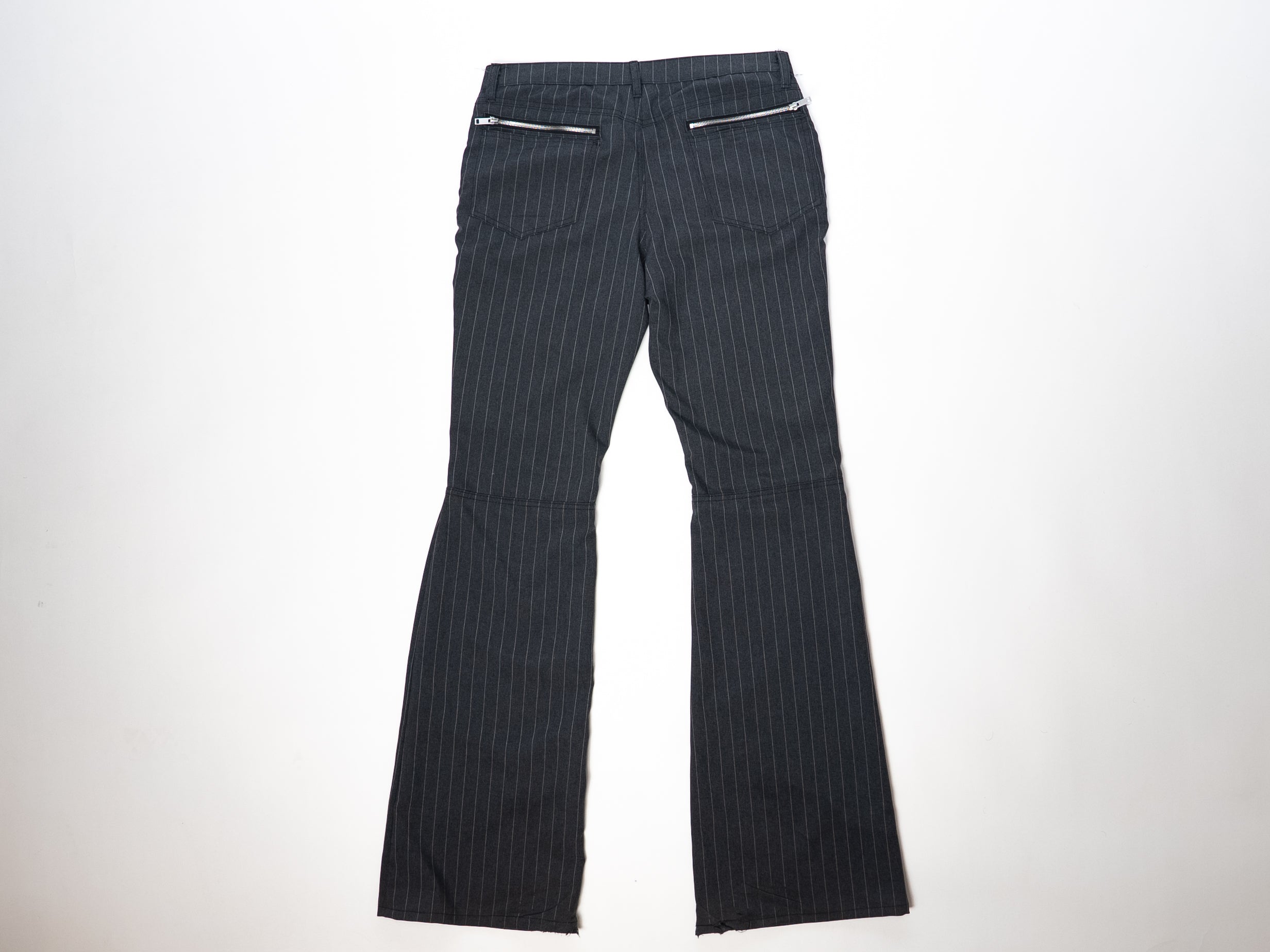 BOOTCUT ZIPPERED SIGNATURE PANTS (PINSTRIPES)