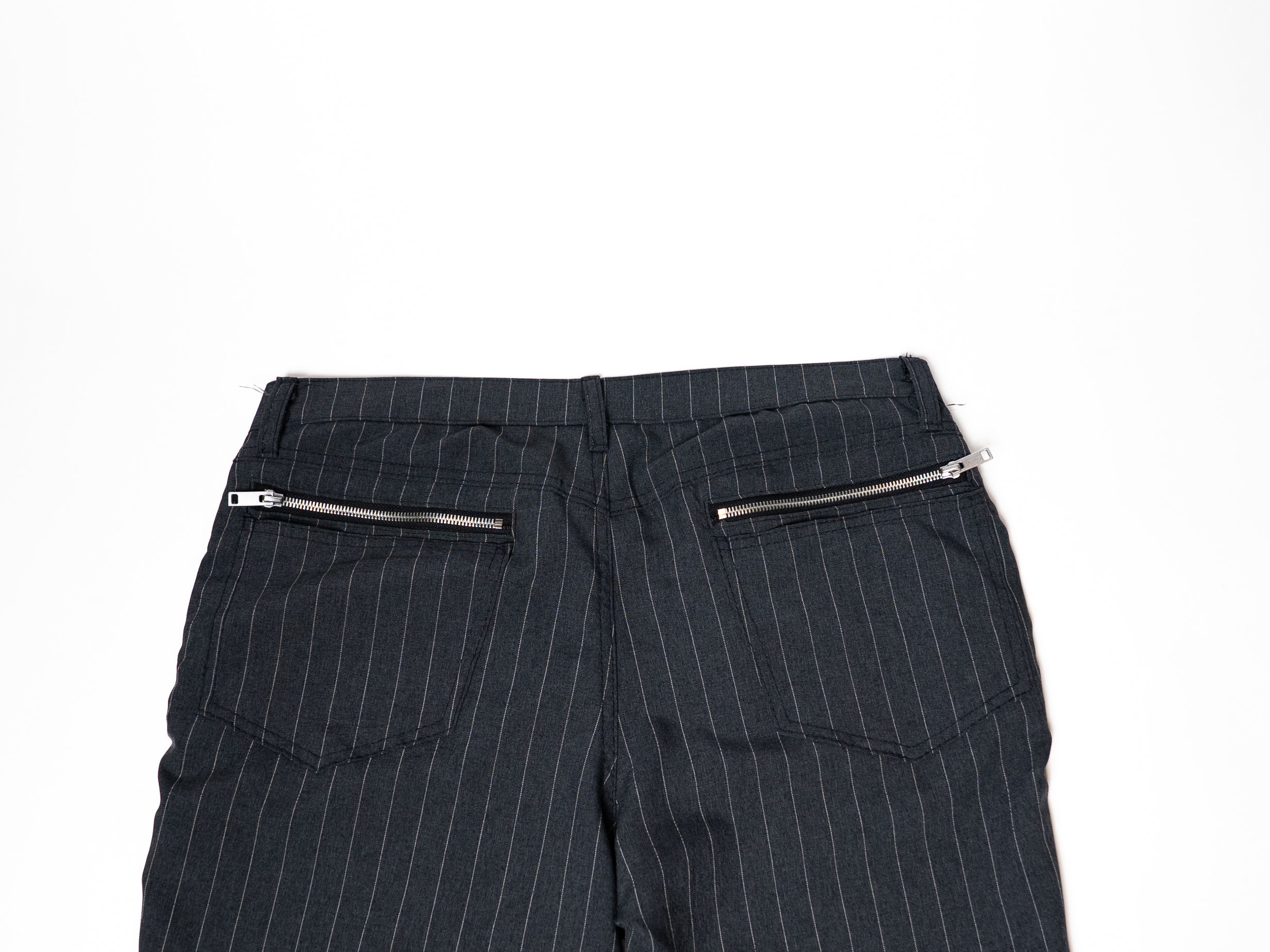 BOOTCUT ZIPPERED SIGNATURE PANTS (PINSTRIPES)