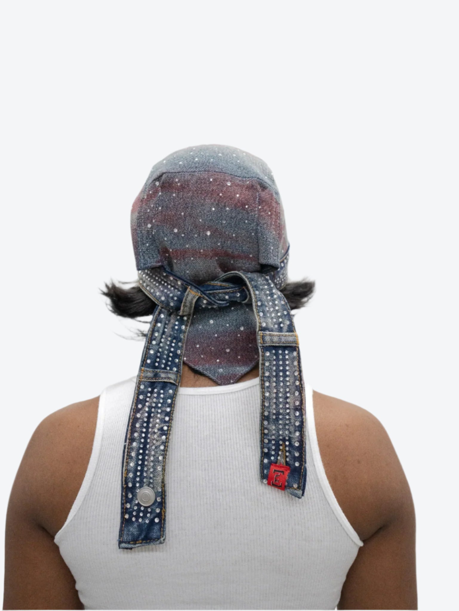 Denim Moto Cap (Red and Blue)