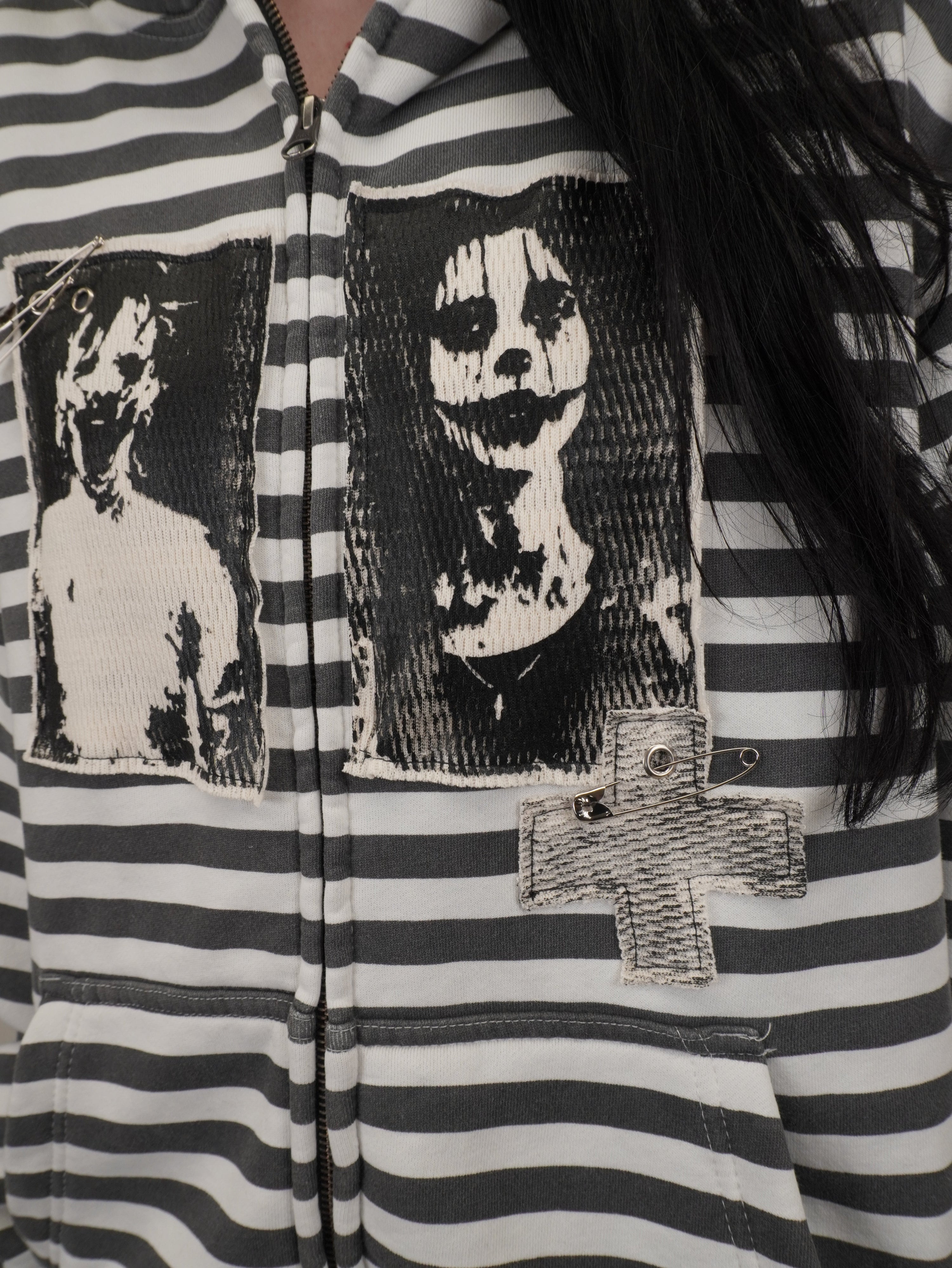 Jane Doe Stripe Hoodie (Black)