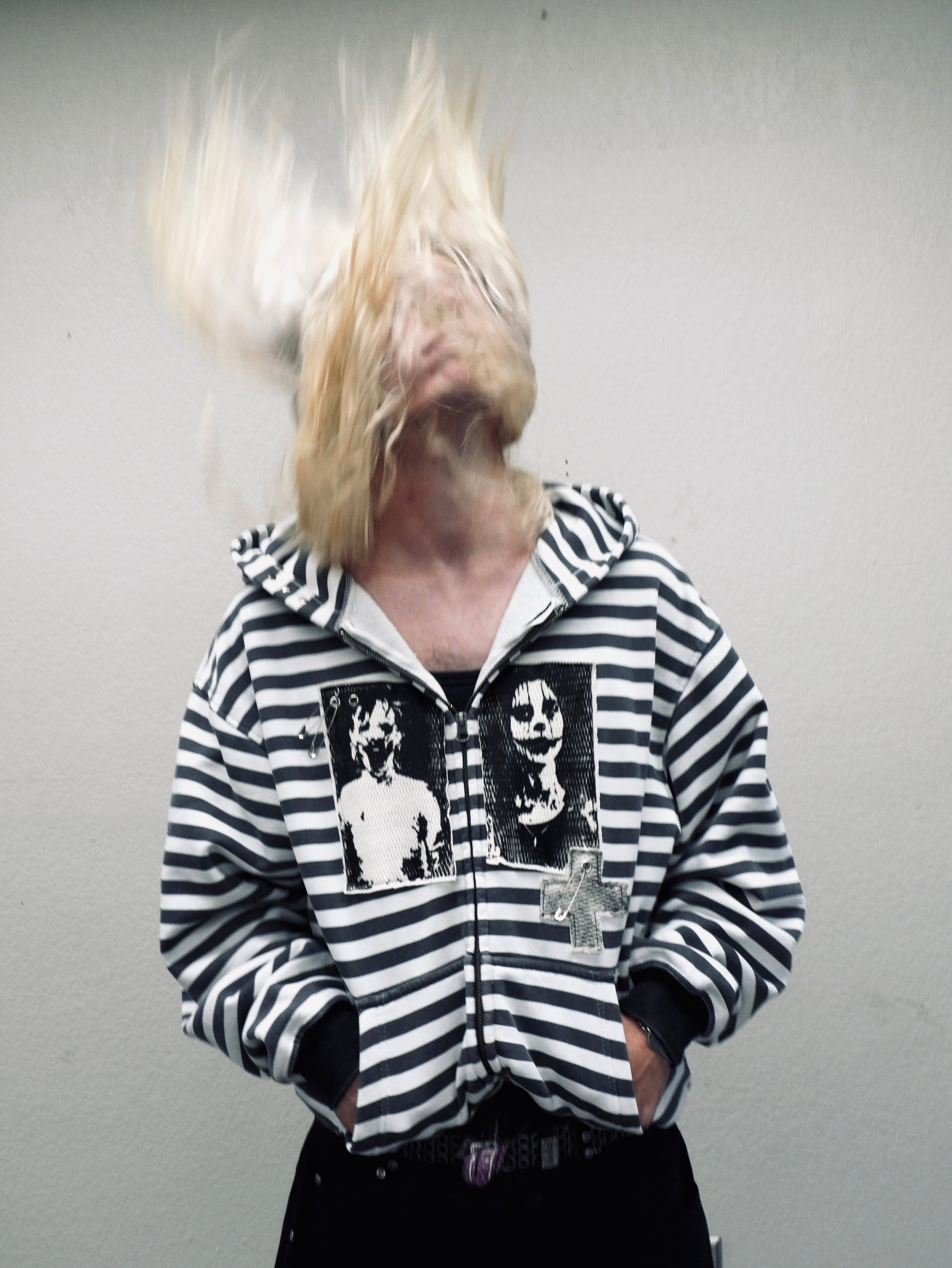 Jane Doe Stripe Hoodie (Black)