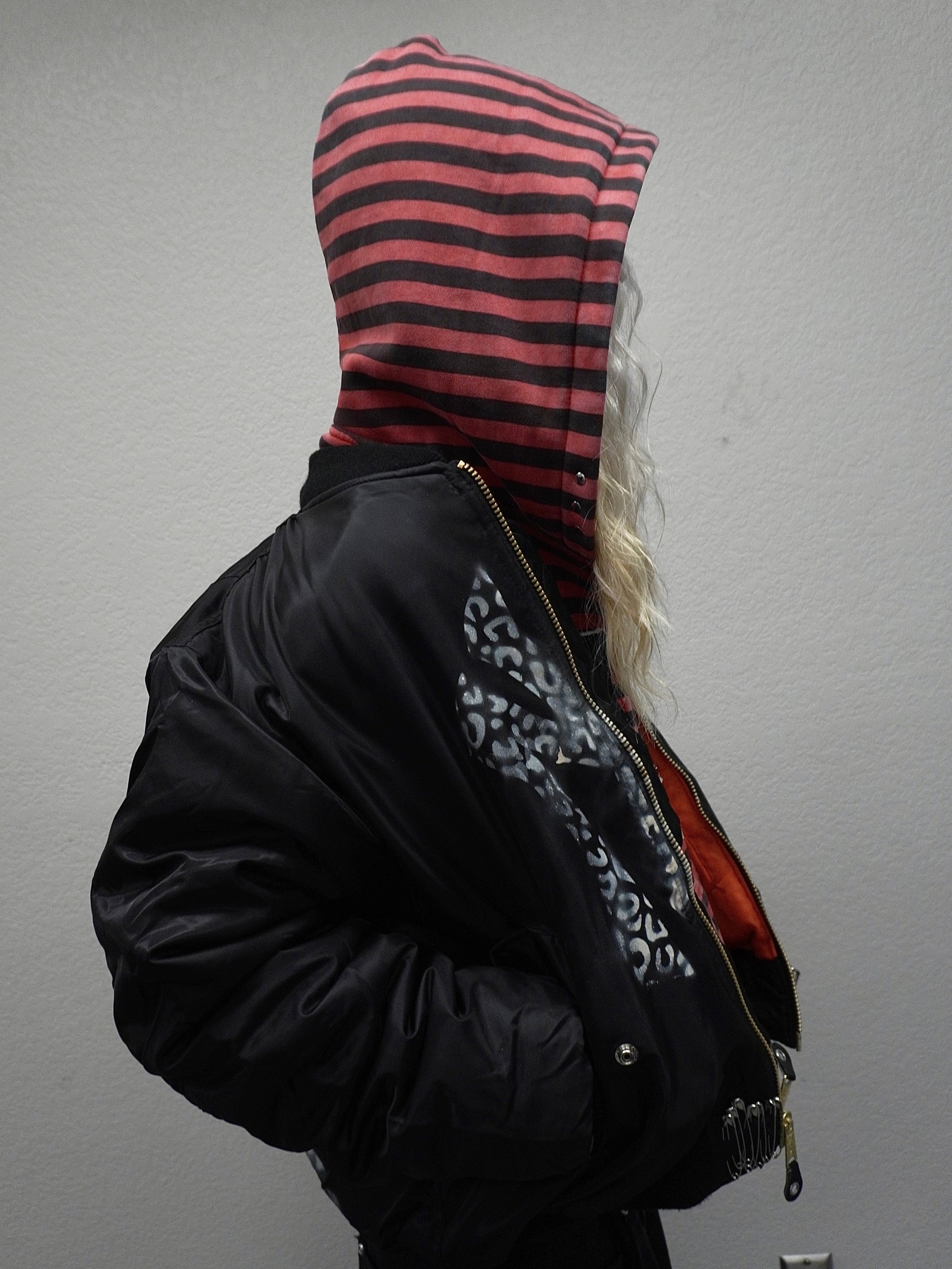 Jane Doe Stripe Hoodie (Red)