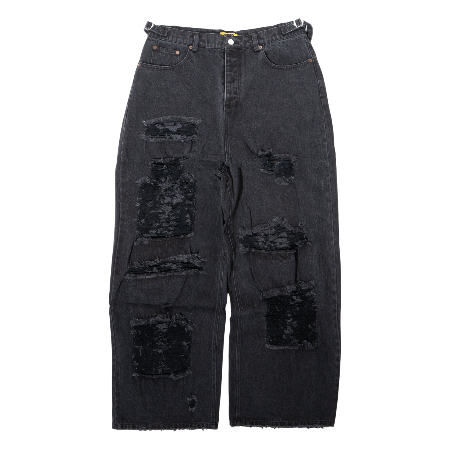 DISTRESSED BLACK BAGGY DENIM