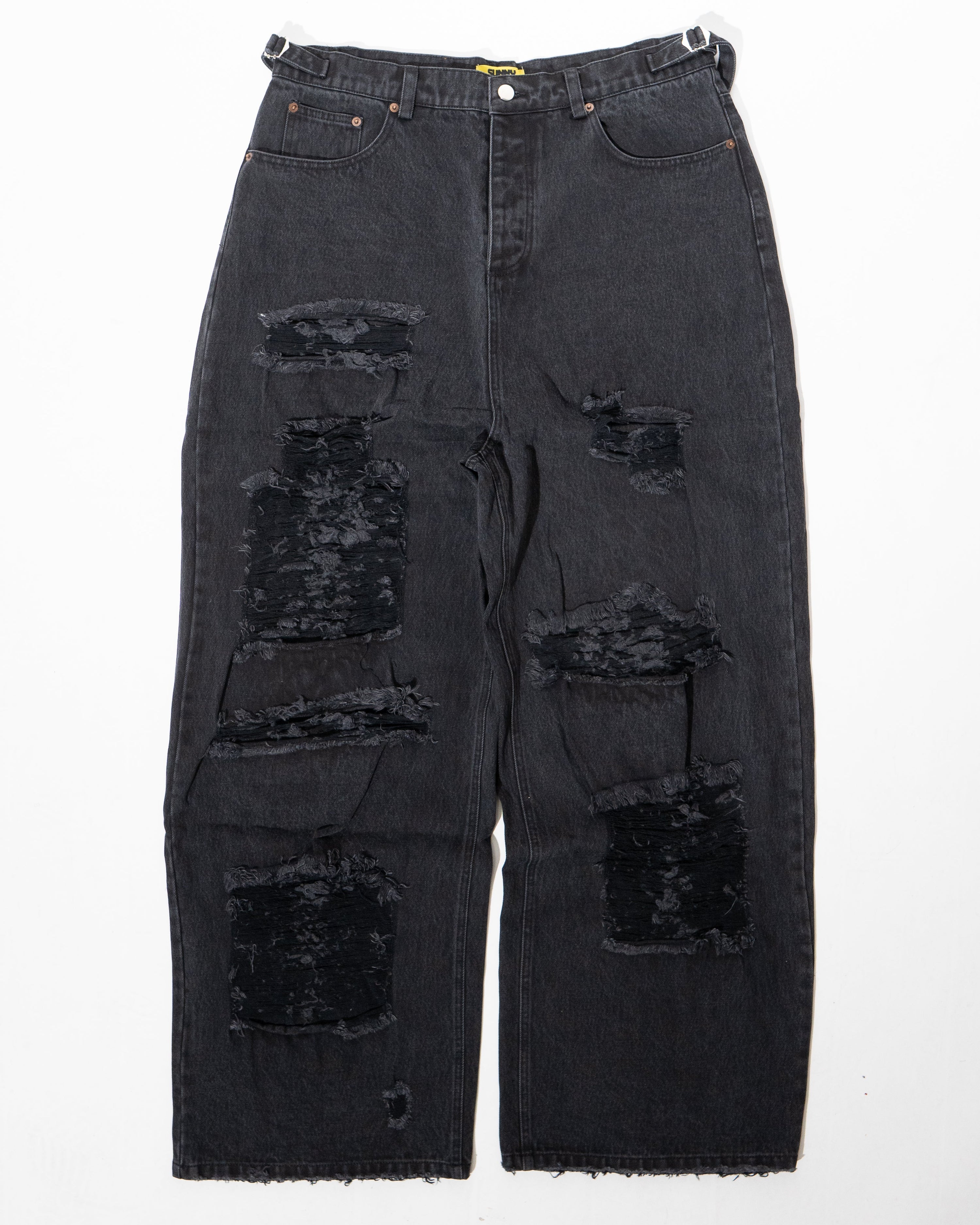 DISTRESSED BLACK BAGGY DENIM