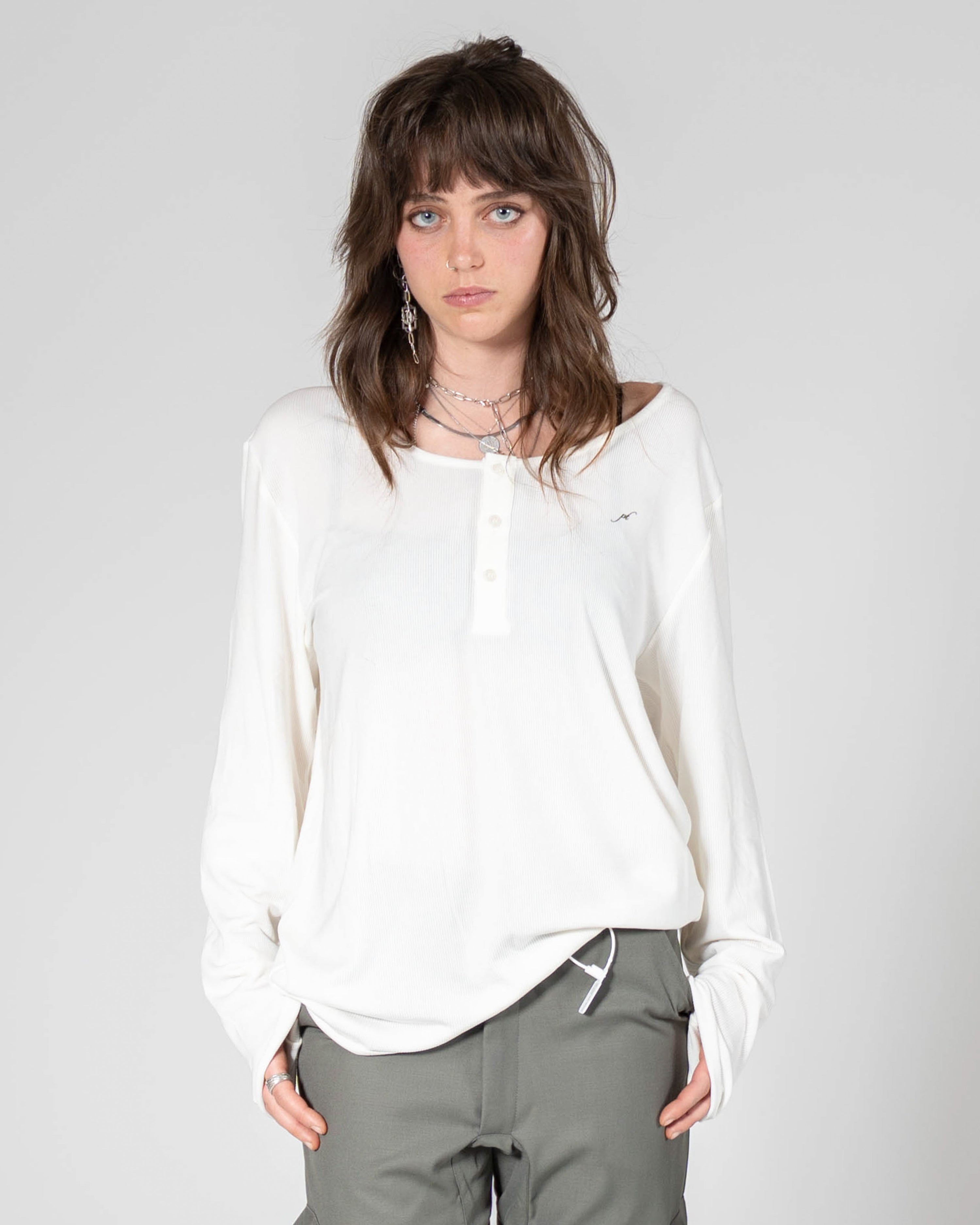 Delicate Wide Neck Henley