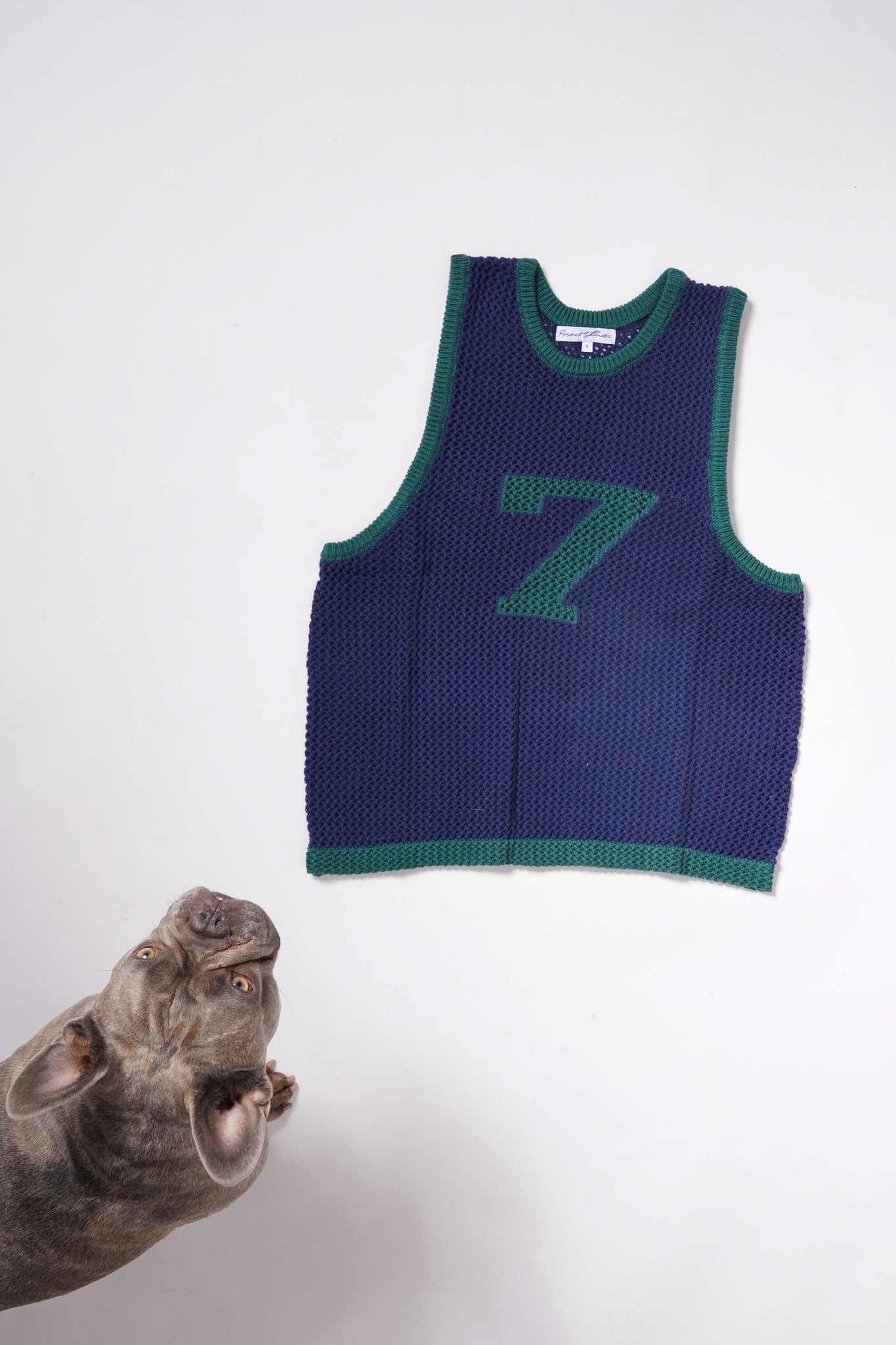 Naive Gauge Knit Vest in Moss/Midnight - Puppet Theater