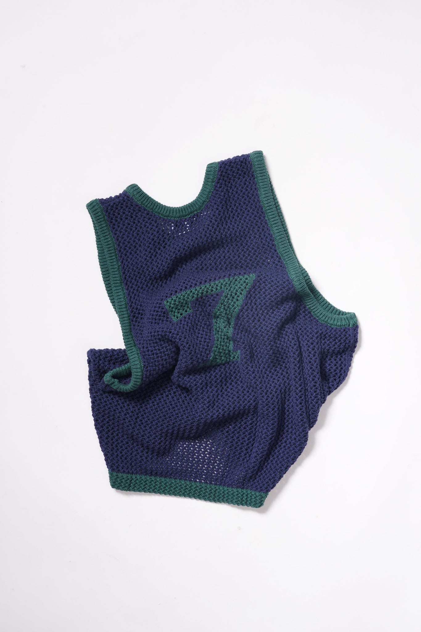 Naive Gauge Knit Vest in Moss/Midnight