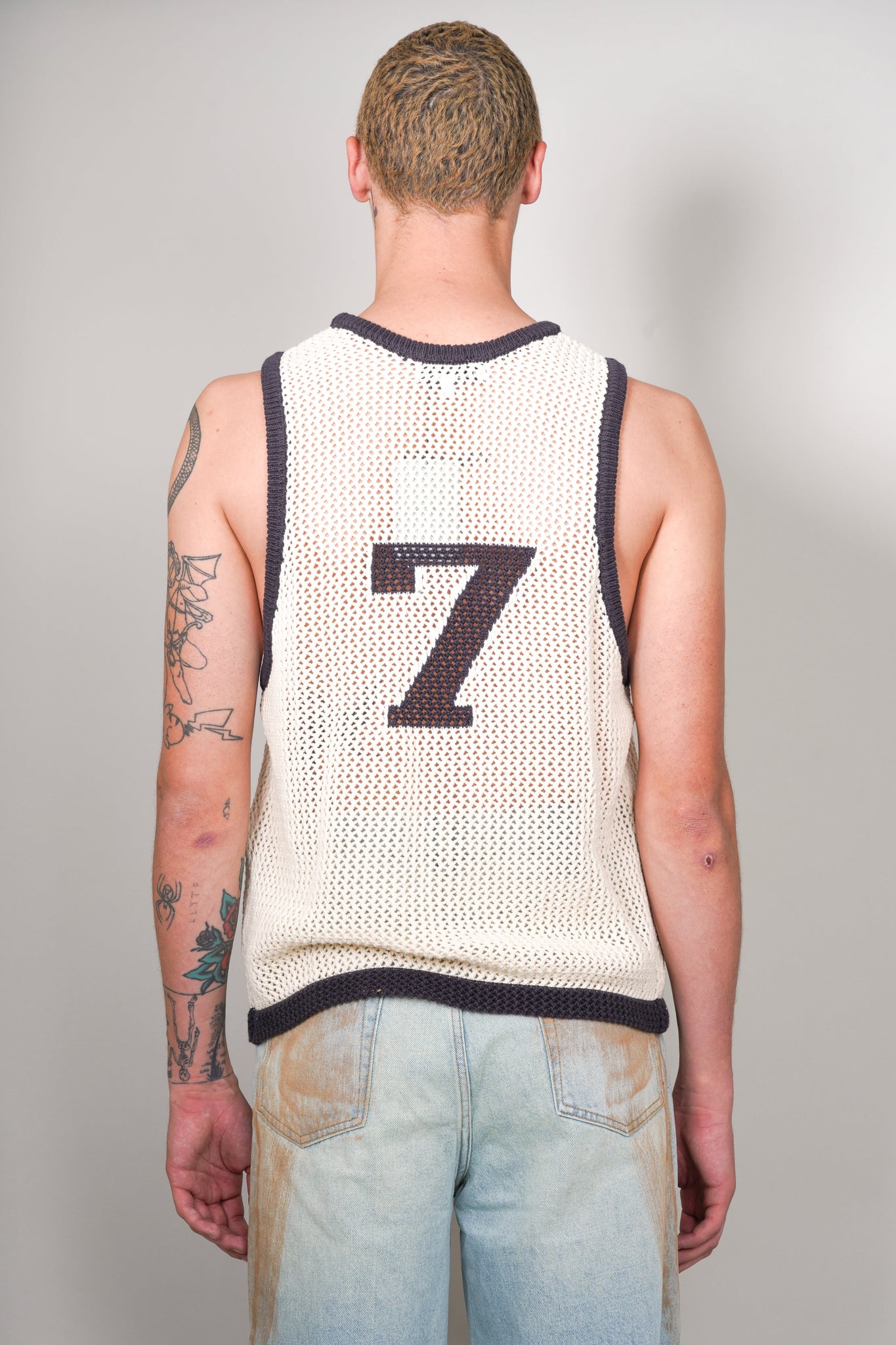 Naive Gauge Knit Vest in Piano Black/Archive White - Puppet Theater