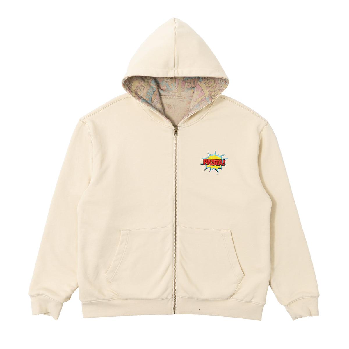 Reversible Comics Zip Hoodie - Cream
