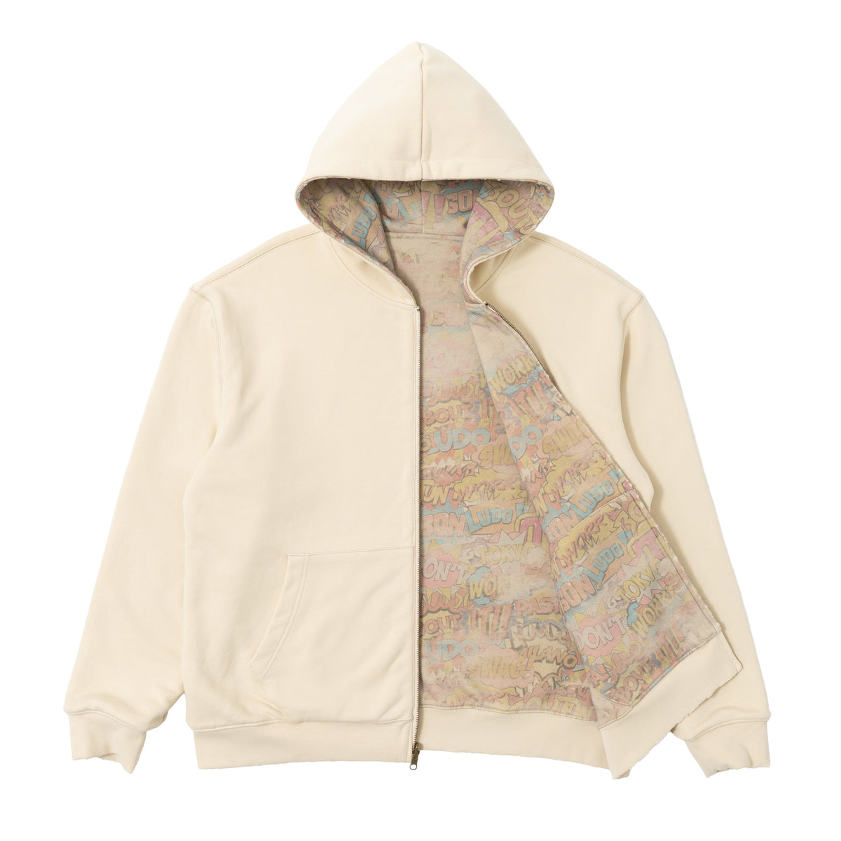 Reversible Comics Zip Hoodie - Cream