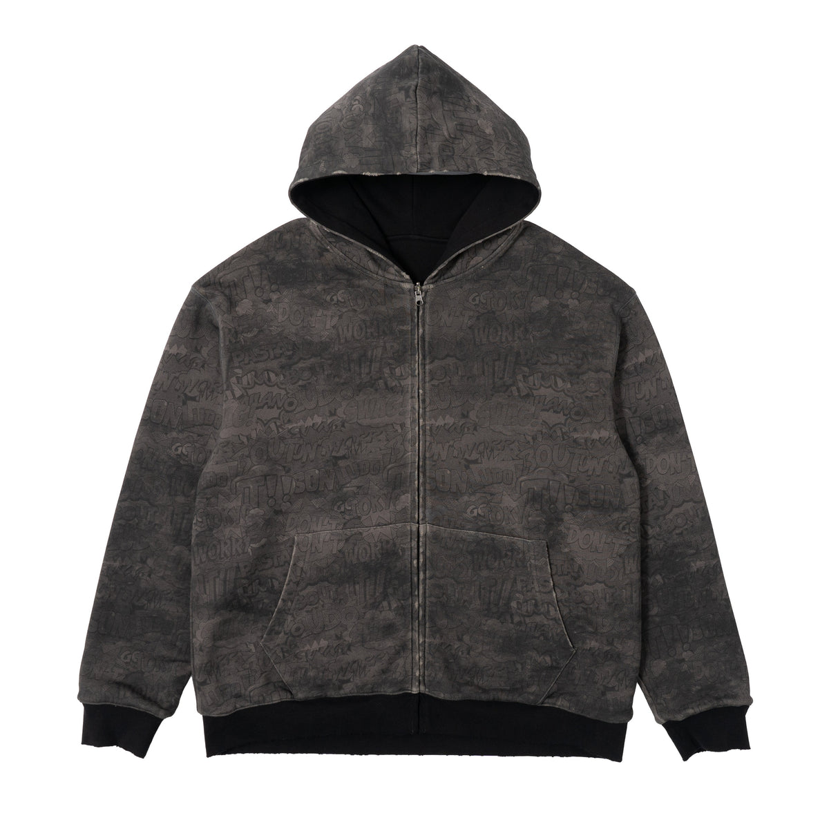 Reversible Comics Zip Hoodie - Black