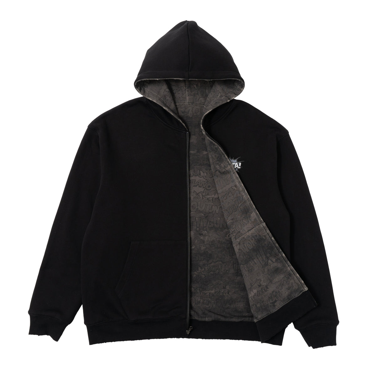 Reversible Comics Zip Hoodie - Black