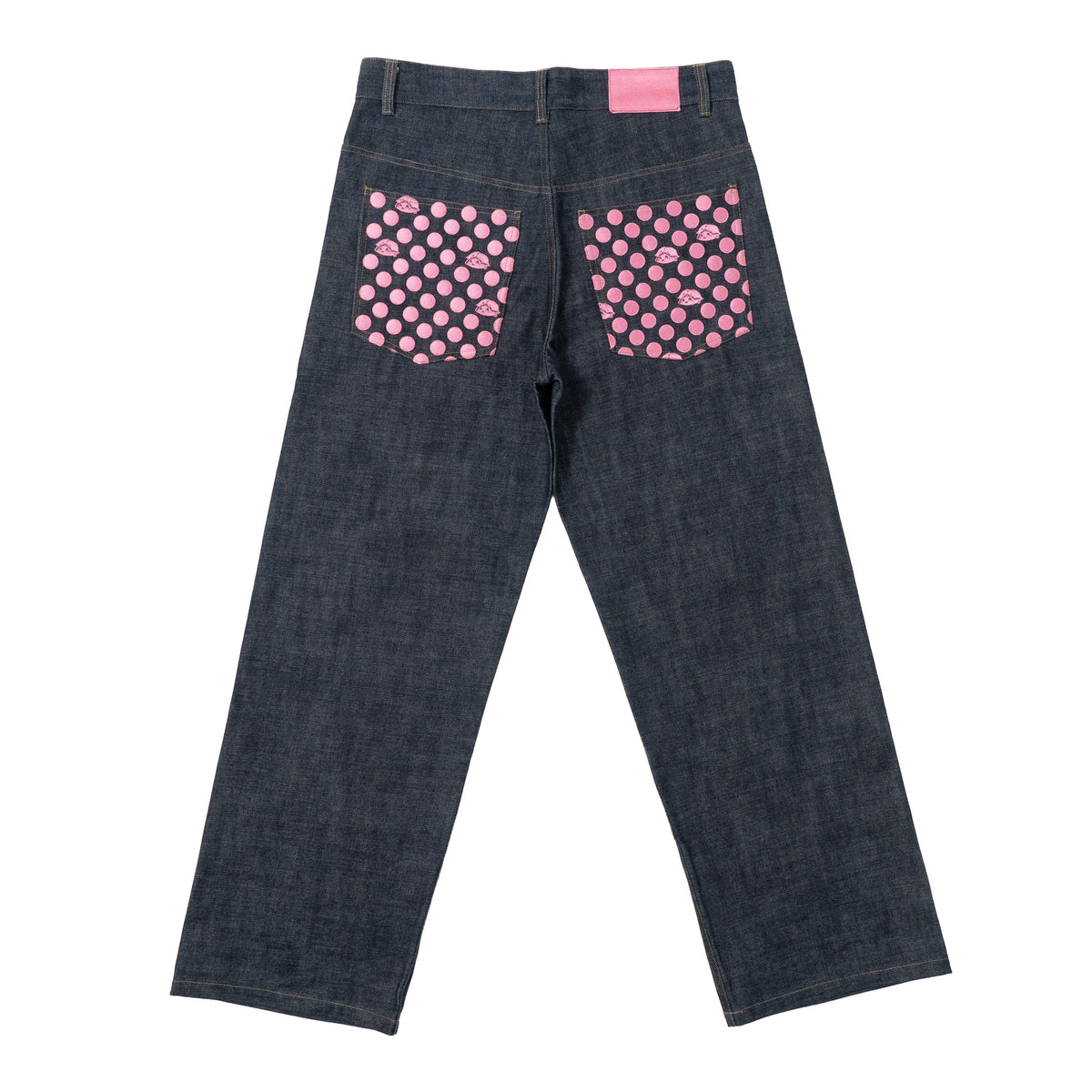 Polka Dot Selvedge Denim - Pink