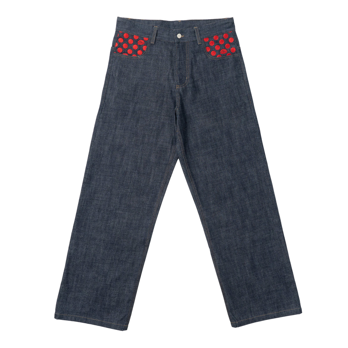 Polka Dot Selvedge Denim - Red