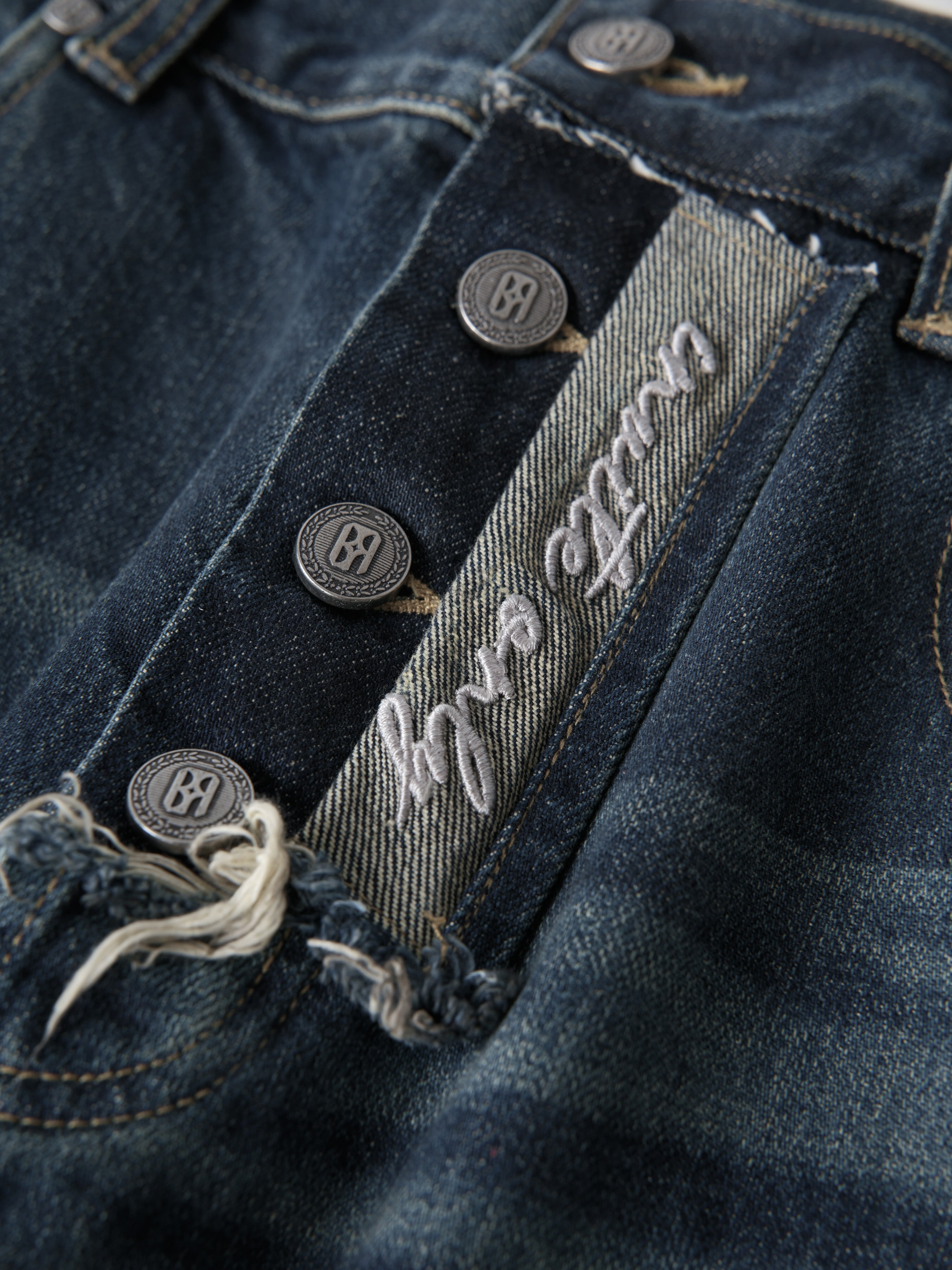 Distressed Embroidery Bootcut Denim