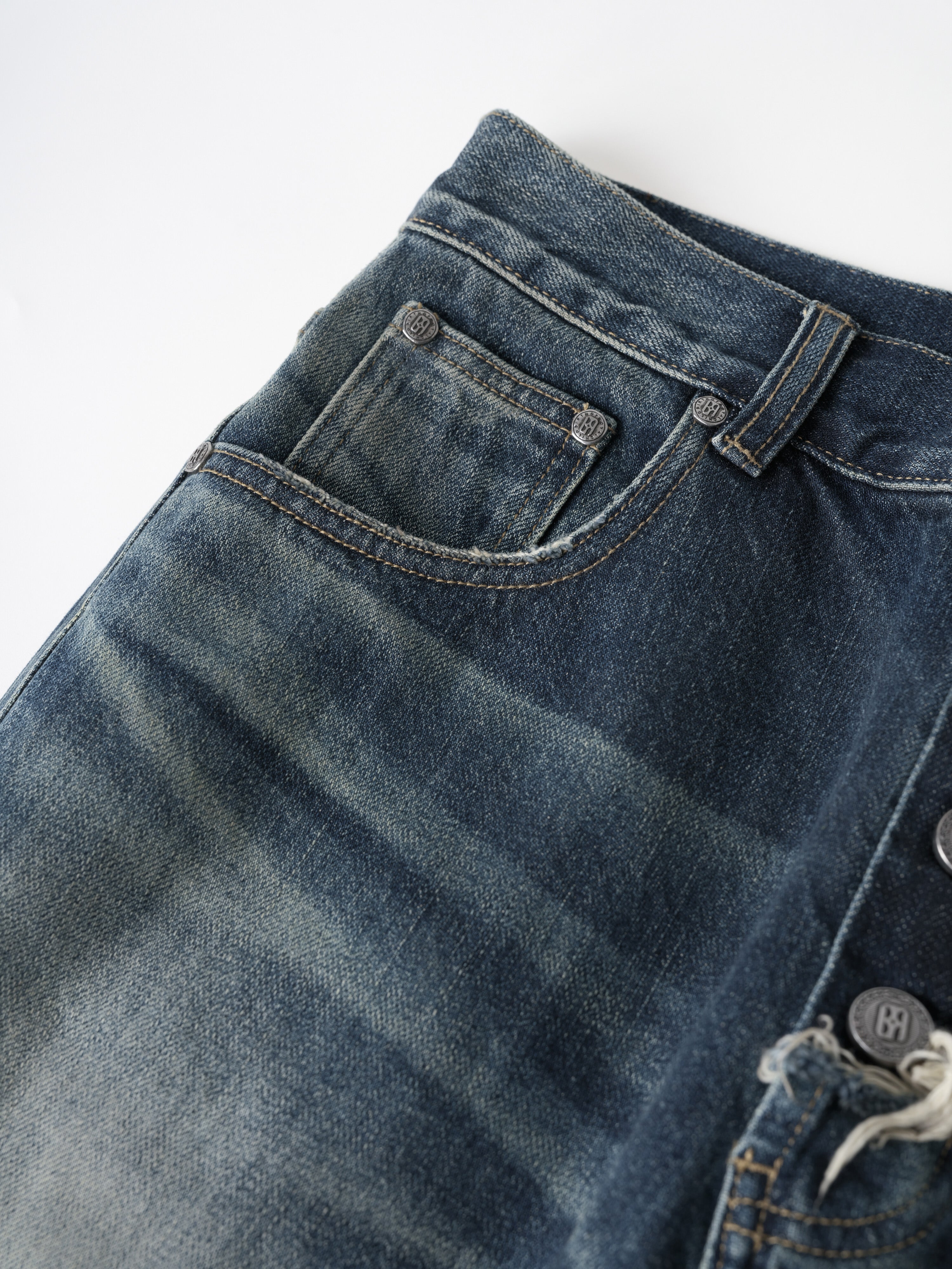 Distressed Embroidery Bootcut Denim