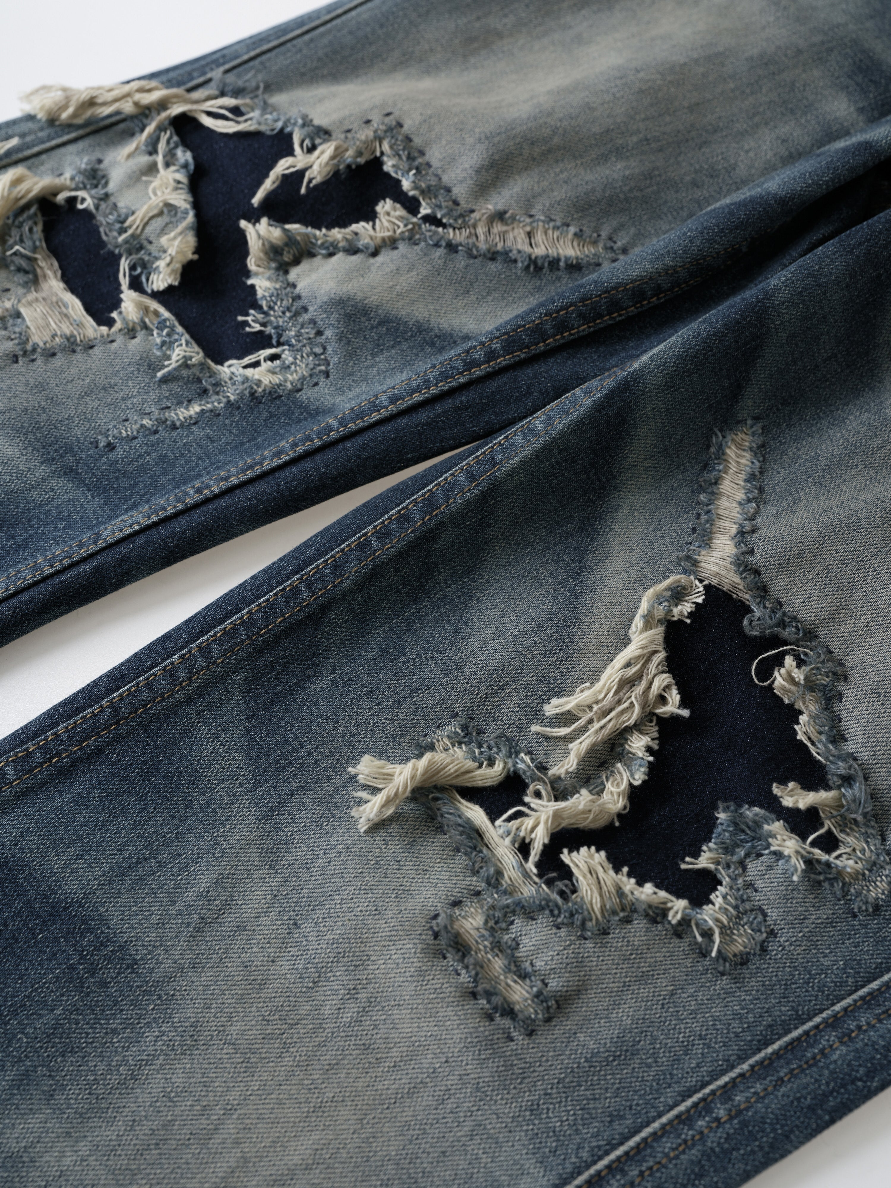 Distressed Embroidery Bootcut Denim