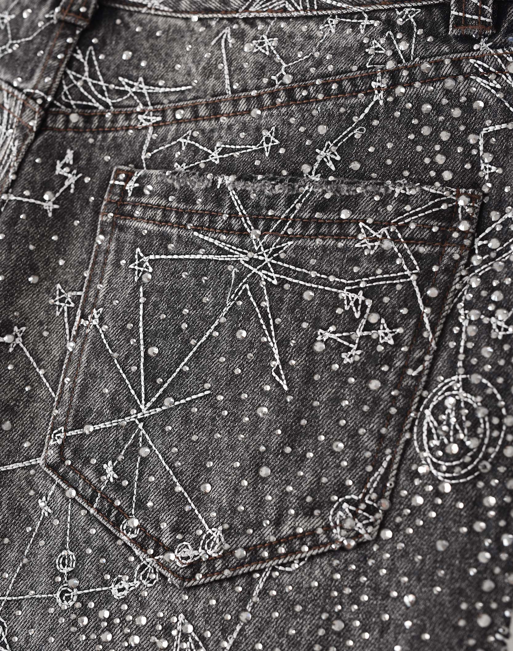 20K Zodiac Diamond Denim Pants in BLK
